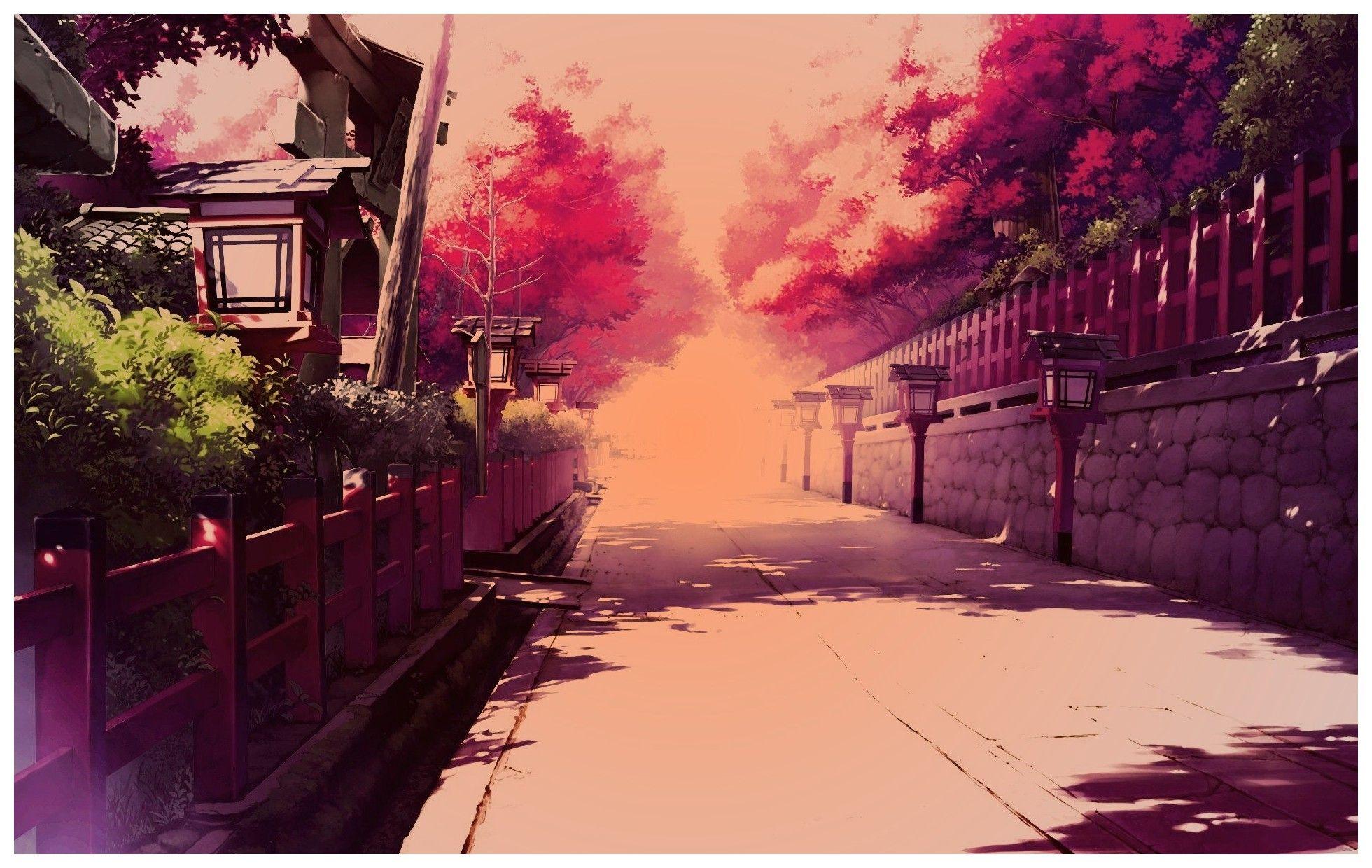 1960x1240 Anime Painted Street HD Wallpaper Wallpaper HD
