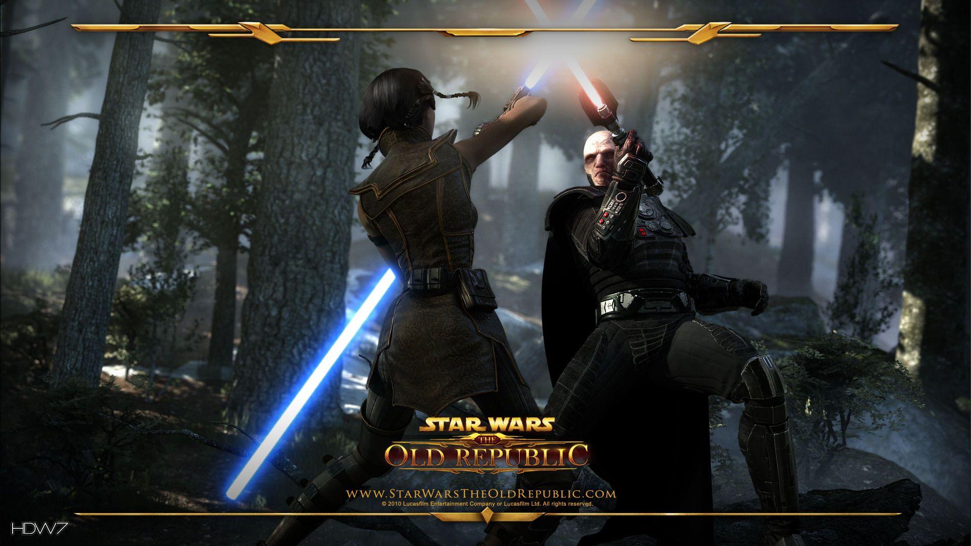 1920x1080 star wars the old republic duel in forest widescreen HD wallpaper. HD wallpaper gallery