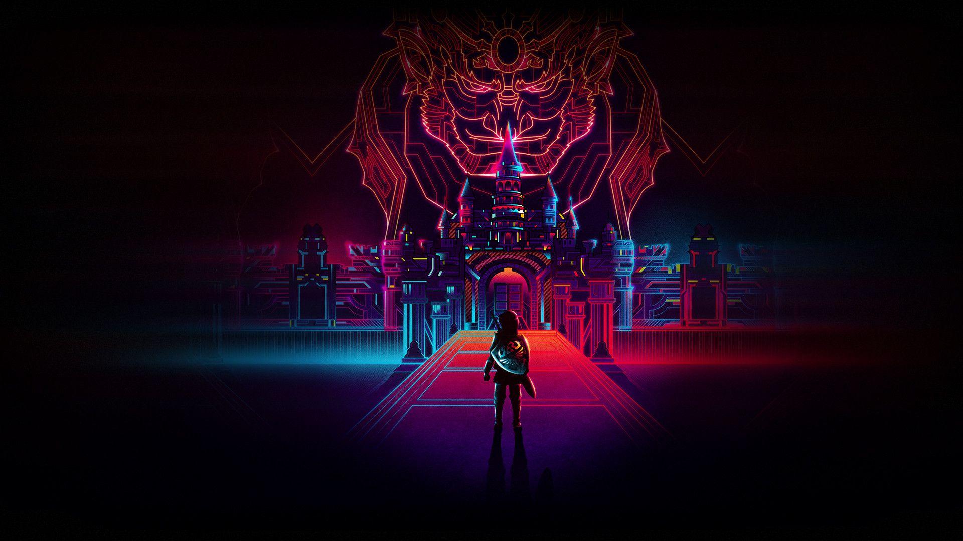 1920x1080 Legend of Zelda Retro Neon hình nền