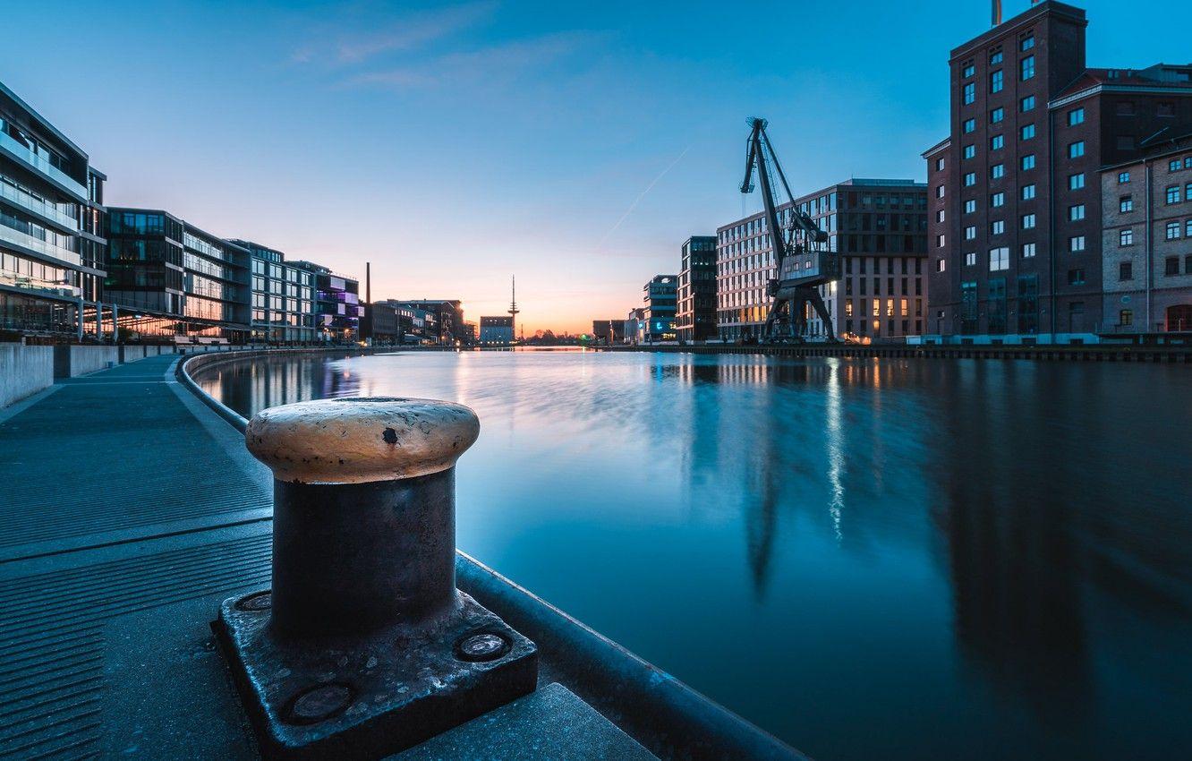 1332x850 Wallpaper the city, Sunrise, The City Harbour Of Münster image for desktop, section город