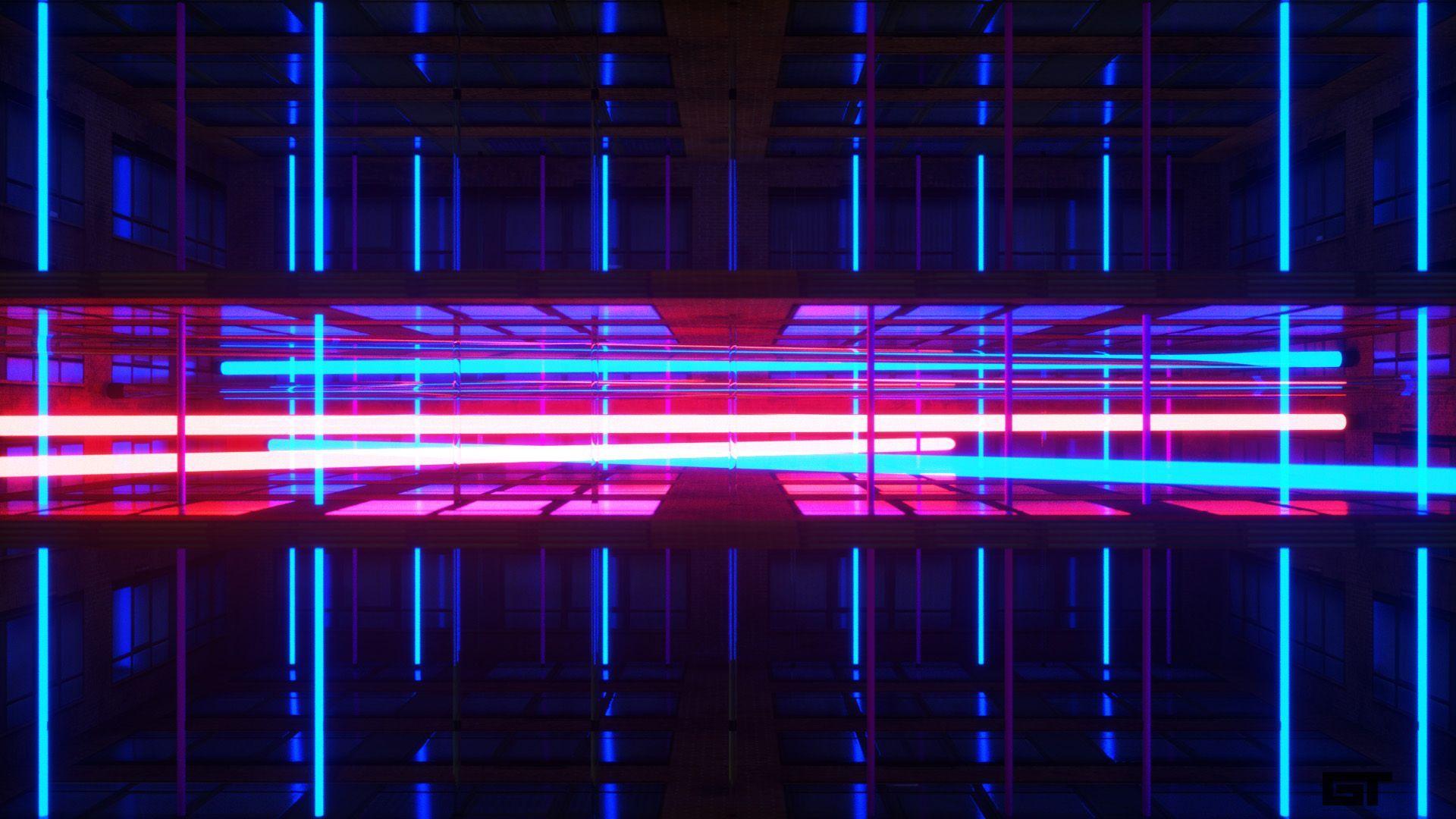 1920x1080 laser những năm 80 - Synthwave.  Hình nền neon