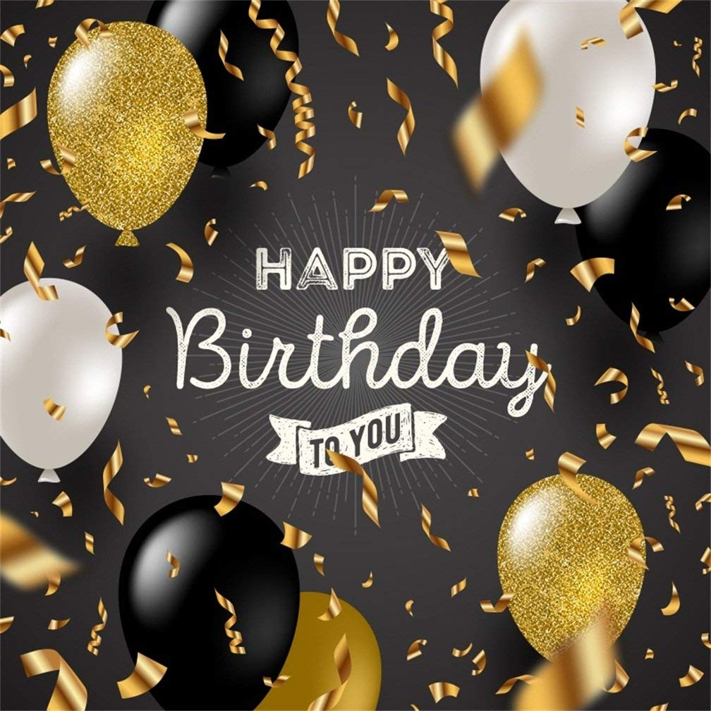 1008x1008 Happy Birthday Black And Gold Balloons