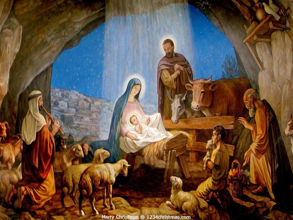1024x768 Free Nativity Scene Wallpaper