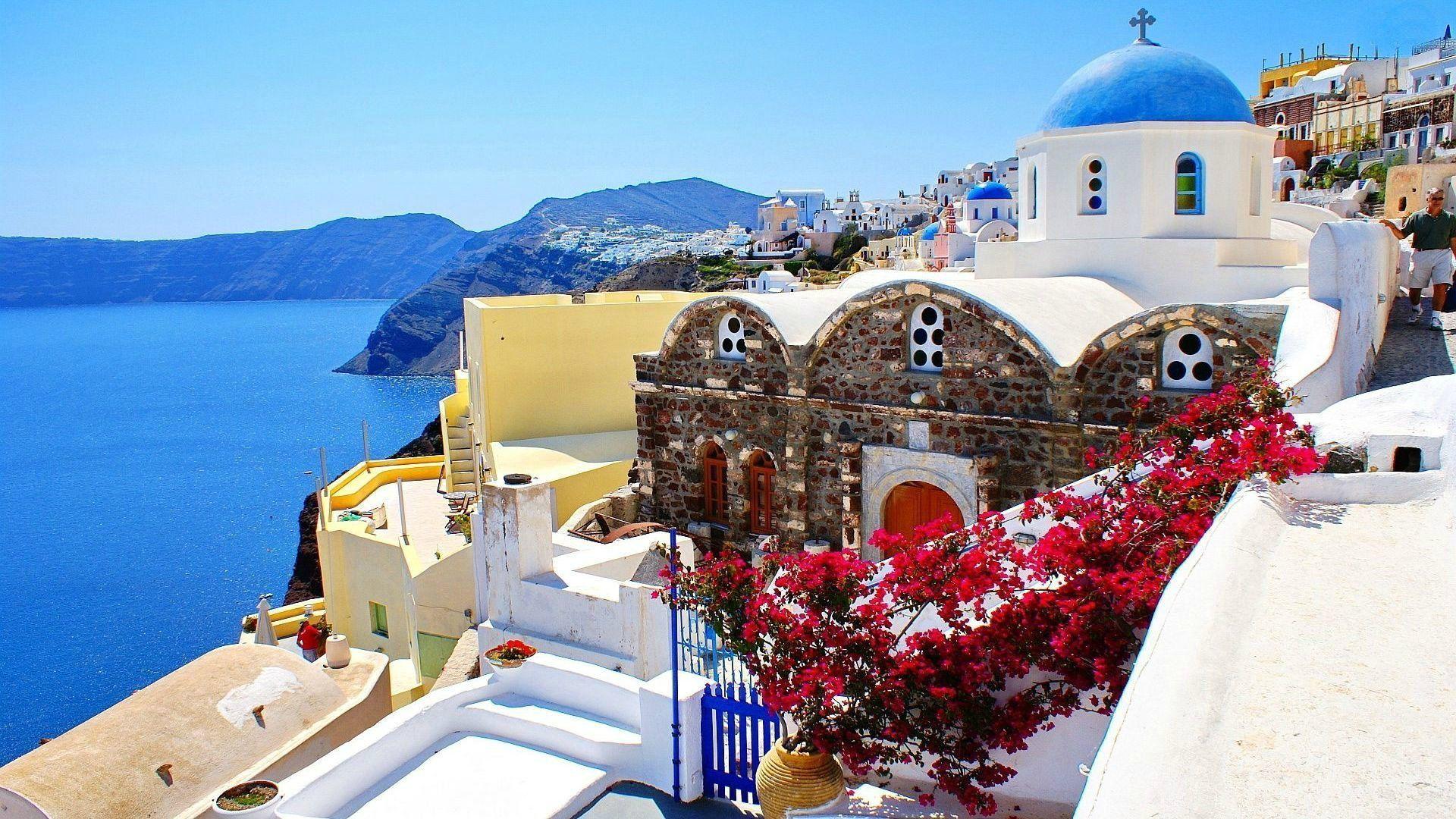 1920x1080 Greece. Greece wallpaper, Santorini, Santorini greece