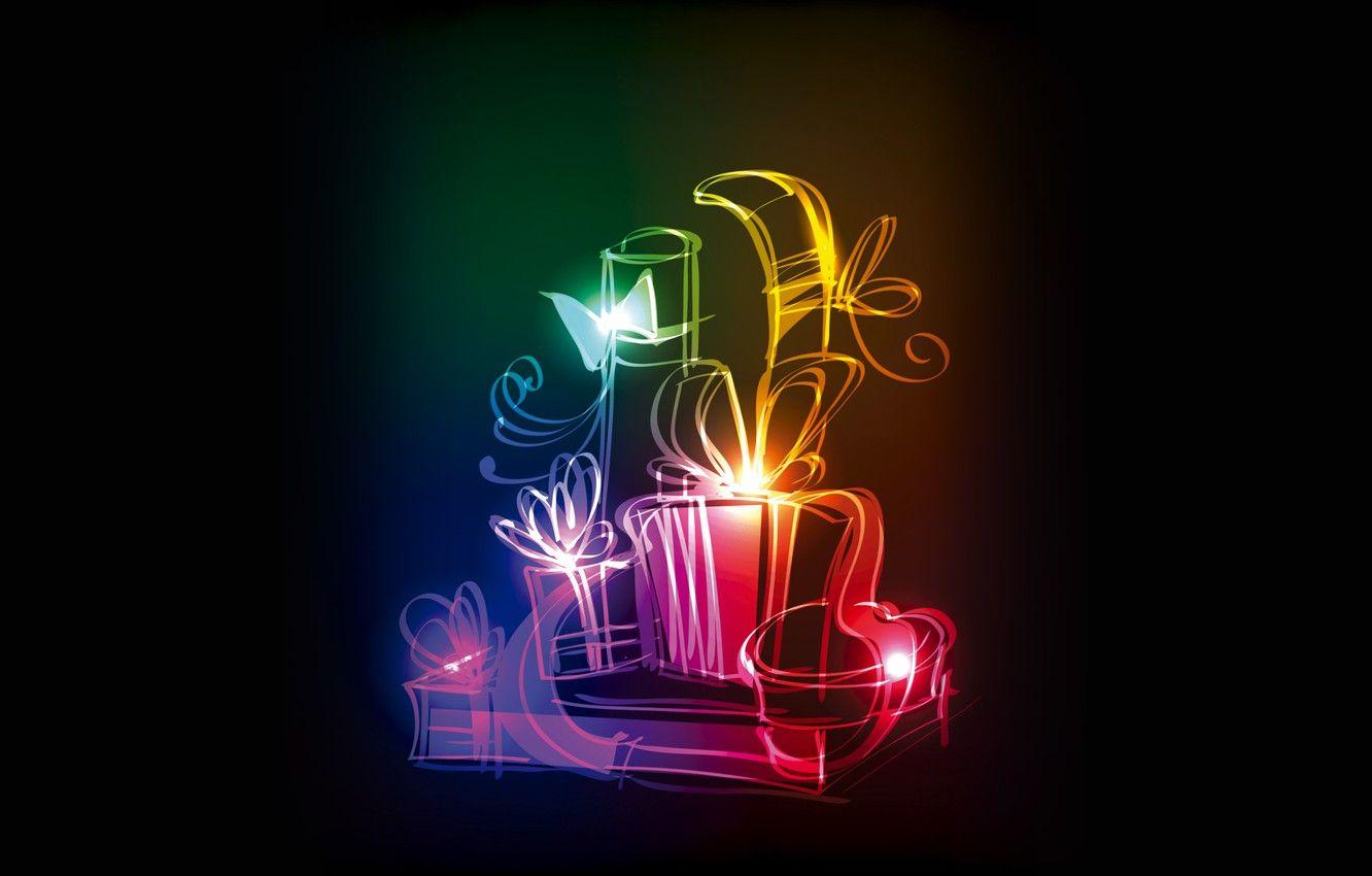 1332x850 Wallpaper colors, gifts, christmas, neon, gifts, xmas image for desktop, section рендеринг