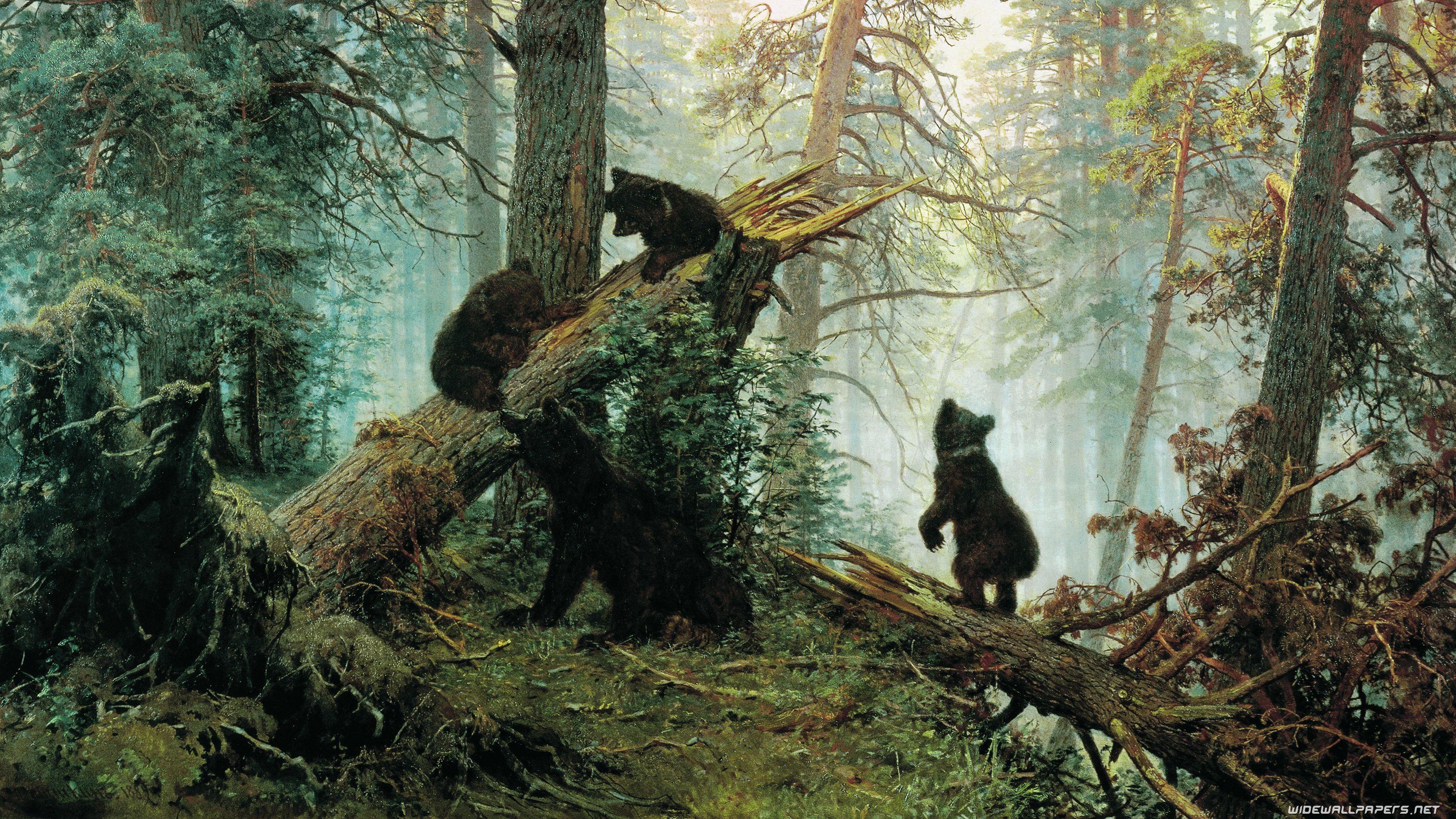 3840x2160 Shishkin desktop wallpaper 4K Ultra HD. Forest painting, Russian landscape, Russian painting