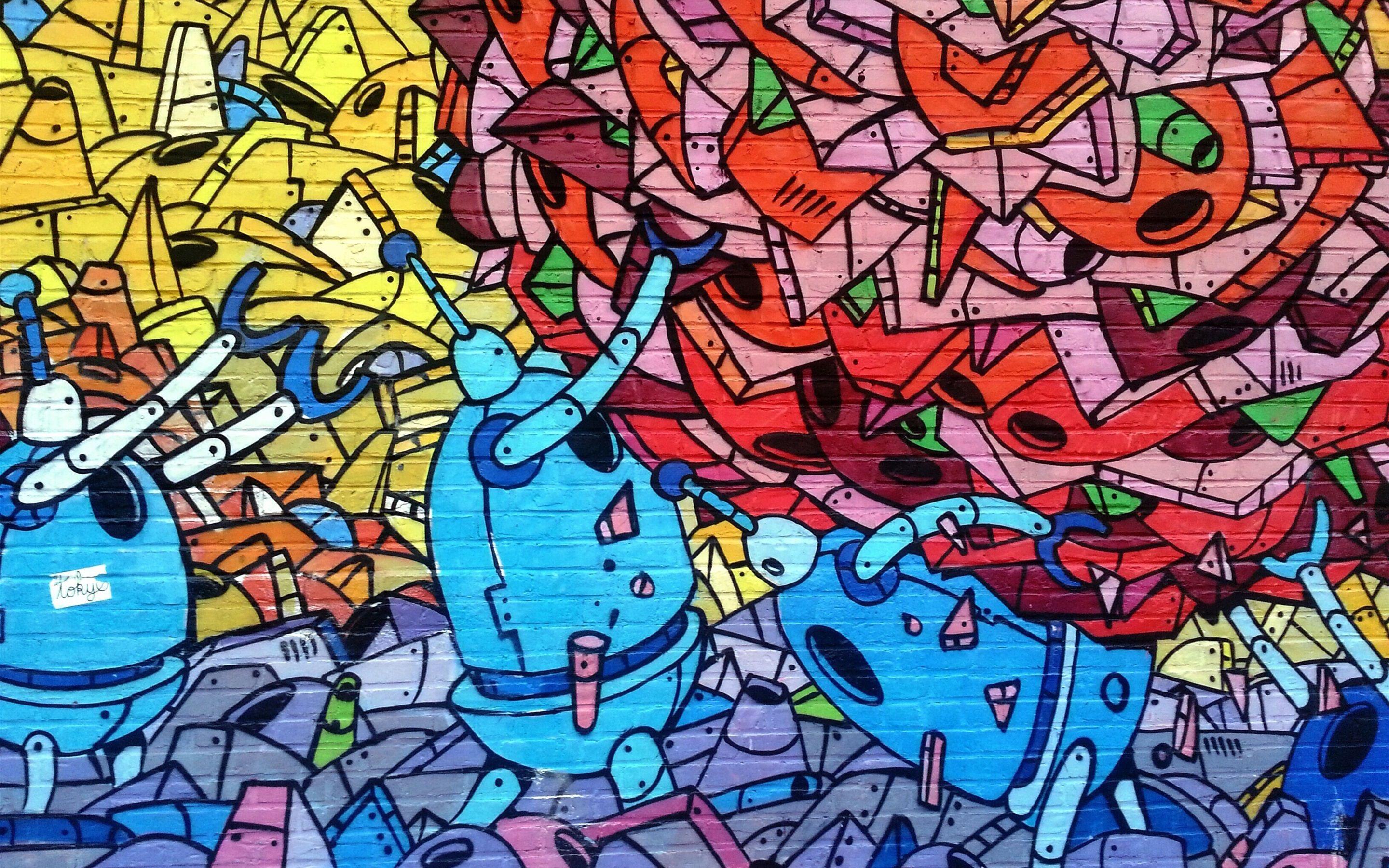 2880x1800 Wallpaper Art graffiti wall, robot 2880x1800 HD Picture, Image
