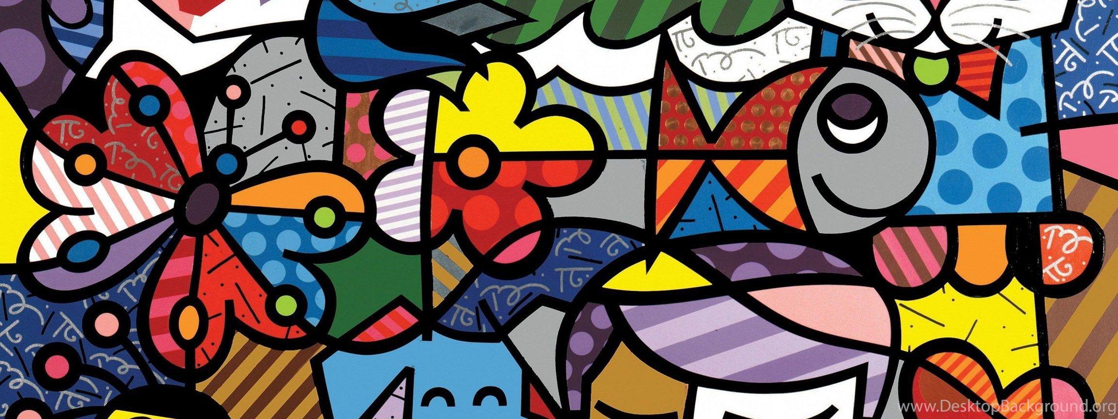 2304x864 Abstract Art Colorful Pop Art Wallpaper Desktop Background