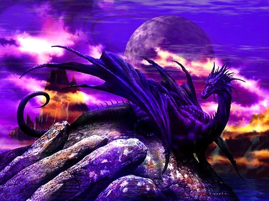 1024x768 Purple Dragon Wallpaper