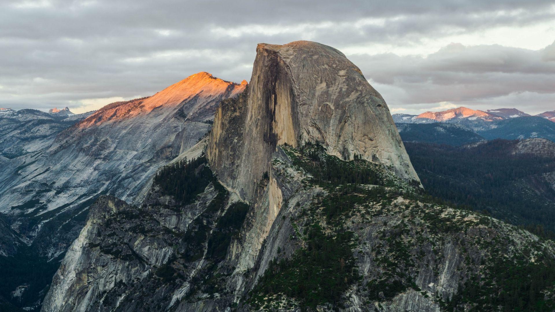1920x1080 Download Half Dome, mountain, Yosemite, National Park, California, 8k HD 1080p wallpaper 1920x1080