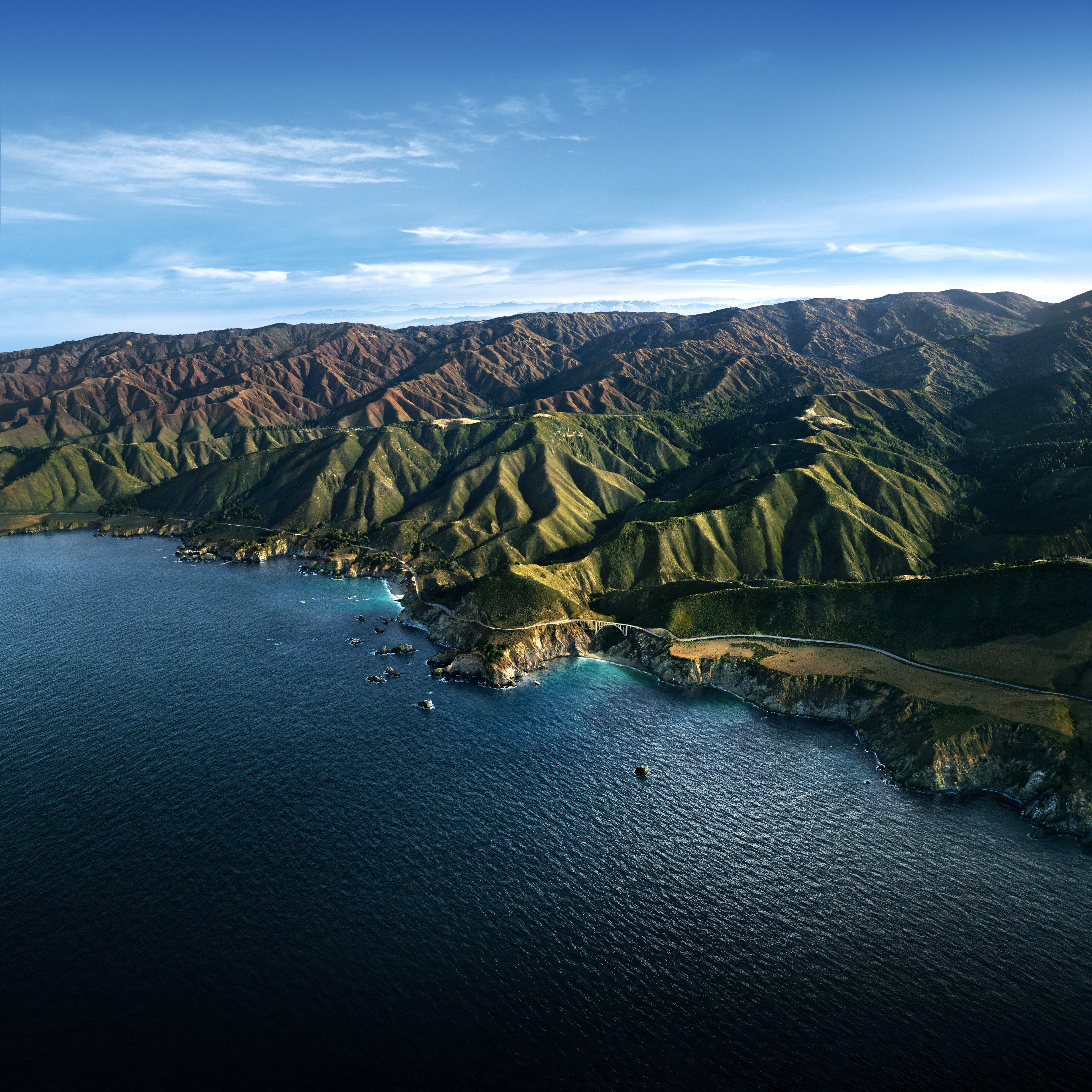 6016x6016 Big Sur 4K Wallpaper, Mountains, Daylight, Blue sky, macOS, Stock, California, 5K, Nature
