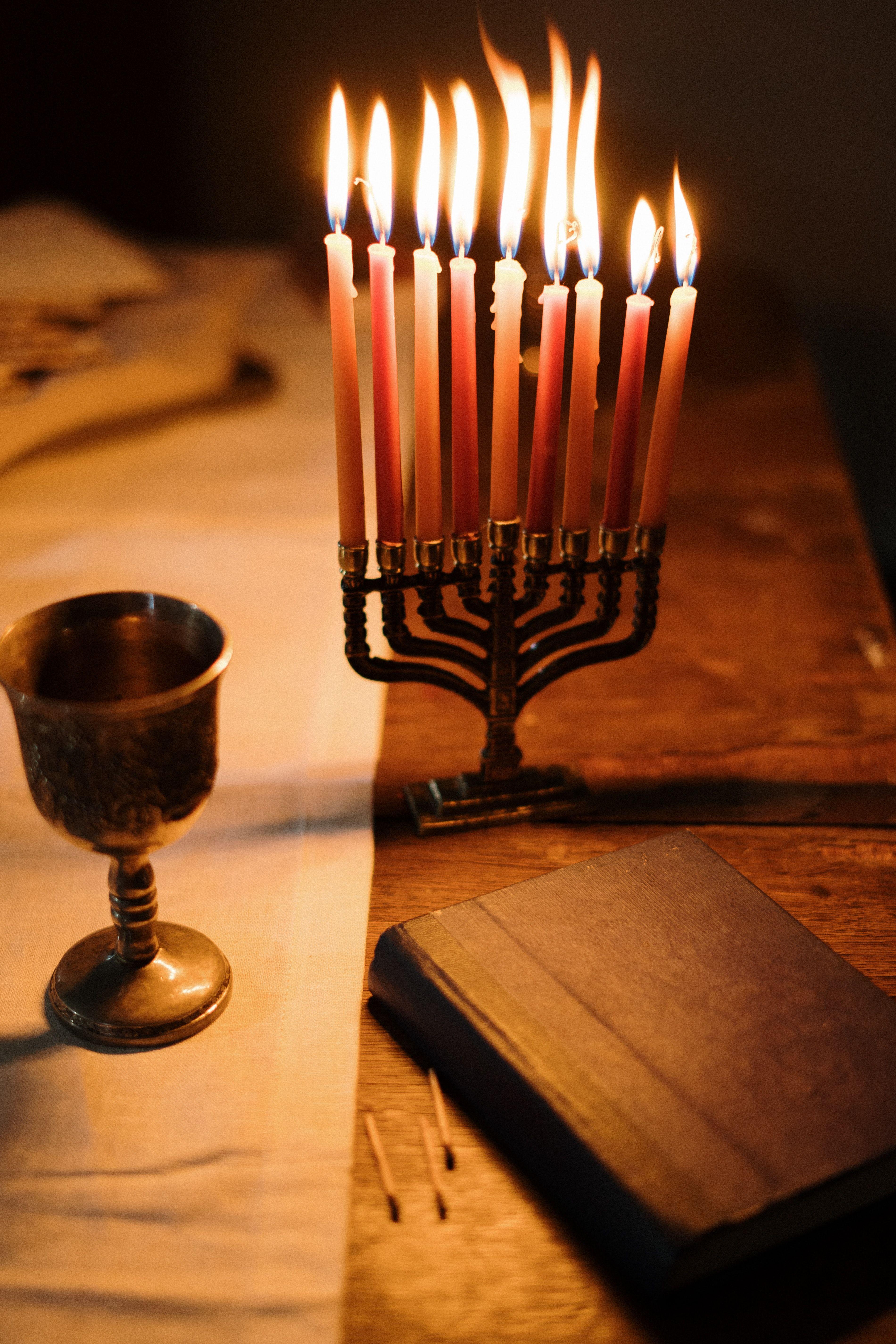 3801x5701 Menorah With Lit Candles · Free