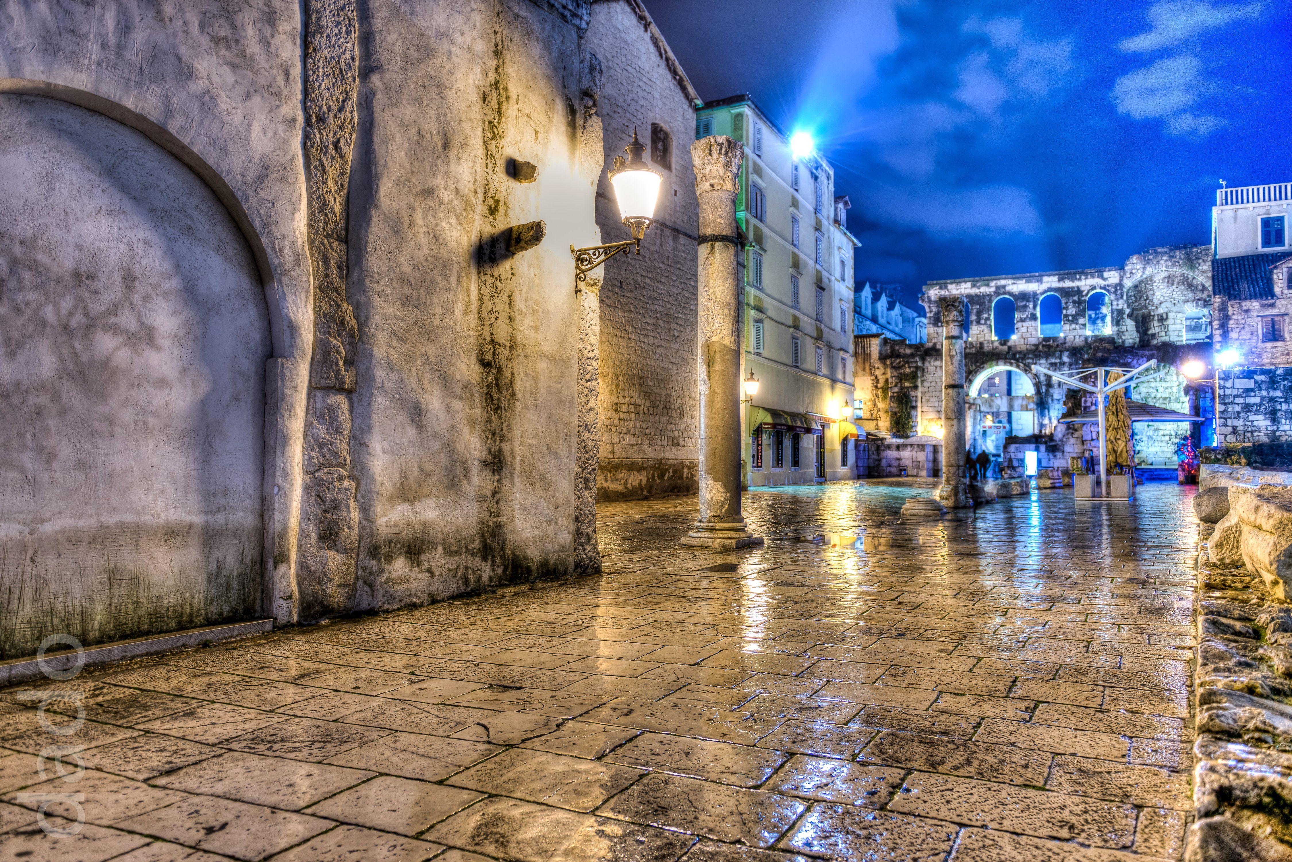 4500x3003 croatia, Houses, Street, Night, Street, Lights, Hdr, Split, Cities Wallpaper HD / Desktop and Mobile Background