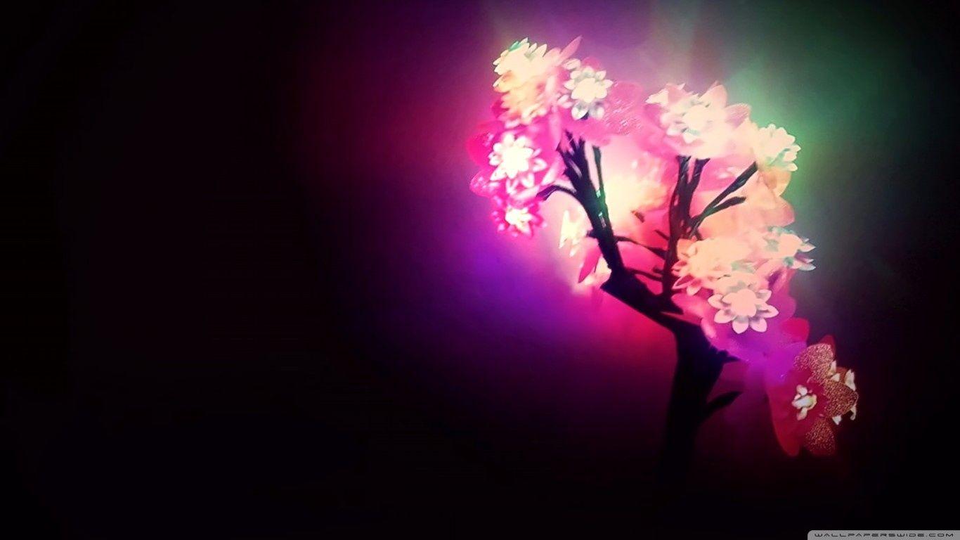 1366x768 Neon Flowers wallpaperx768