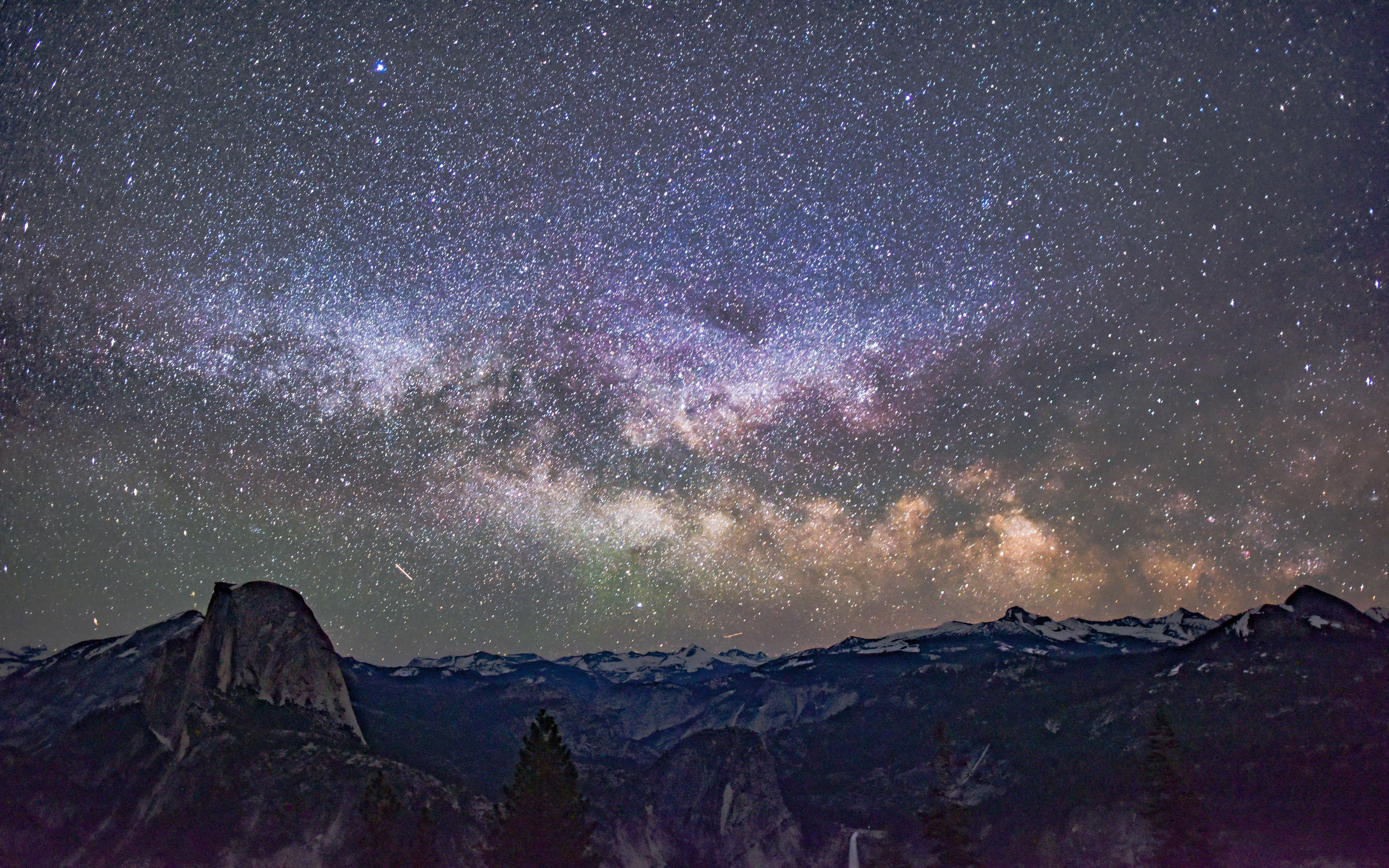 3840x2400 Download wallpaper 3840x2400 starry sky, mountains, galaxy, universe 4k ultra HD 16:10 HD background