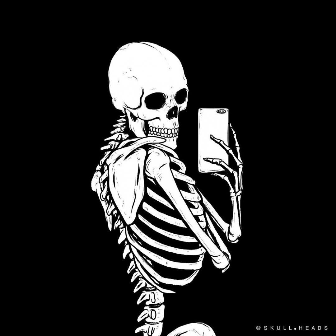 1080x1080 Black Aesthetic Skull Wallpaper