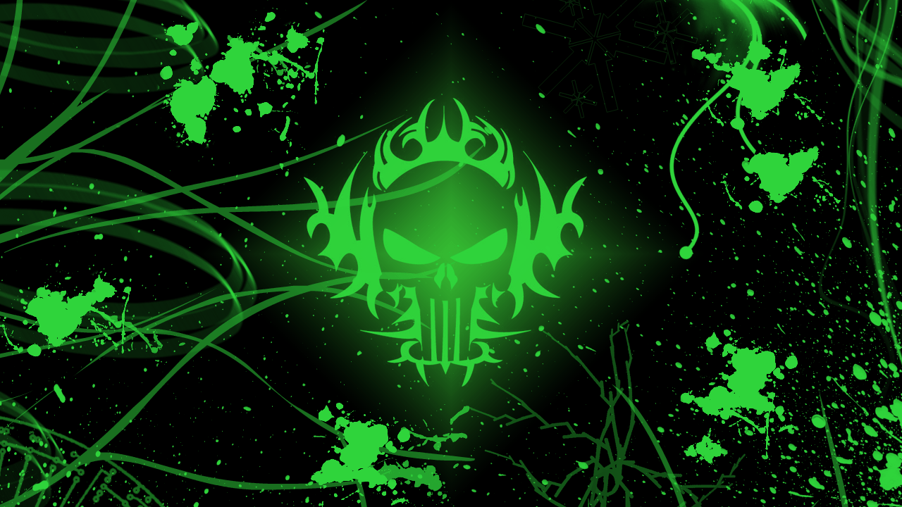 1280x720 Green Skull Wallpaper