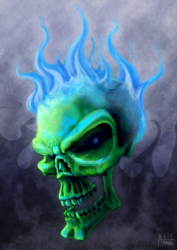 752x1063 Flaming Skulls Wallpaper