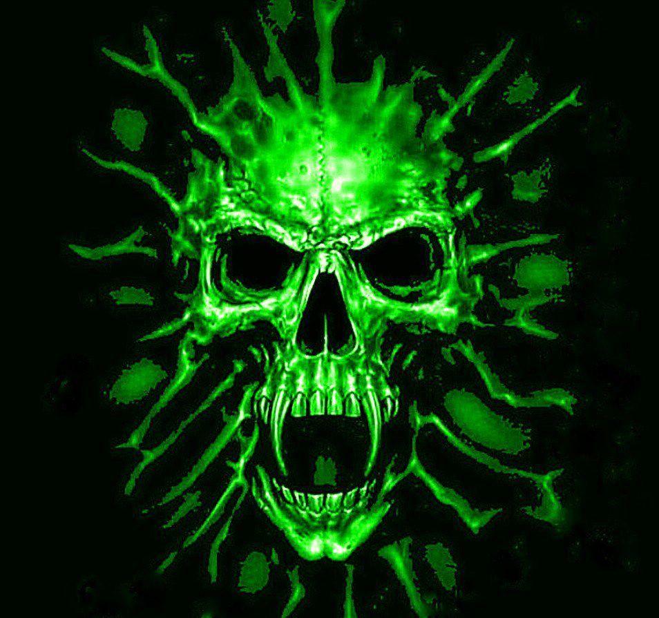 954x895 Green Skull. Skull art, Skull artwork, Skull picture
