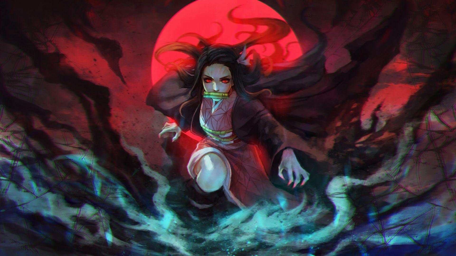 1920x1080 Desktop wallpaper demon slayer, nezuko kamado, anime girl, art, HD image, picture, background, 835730