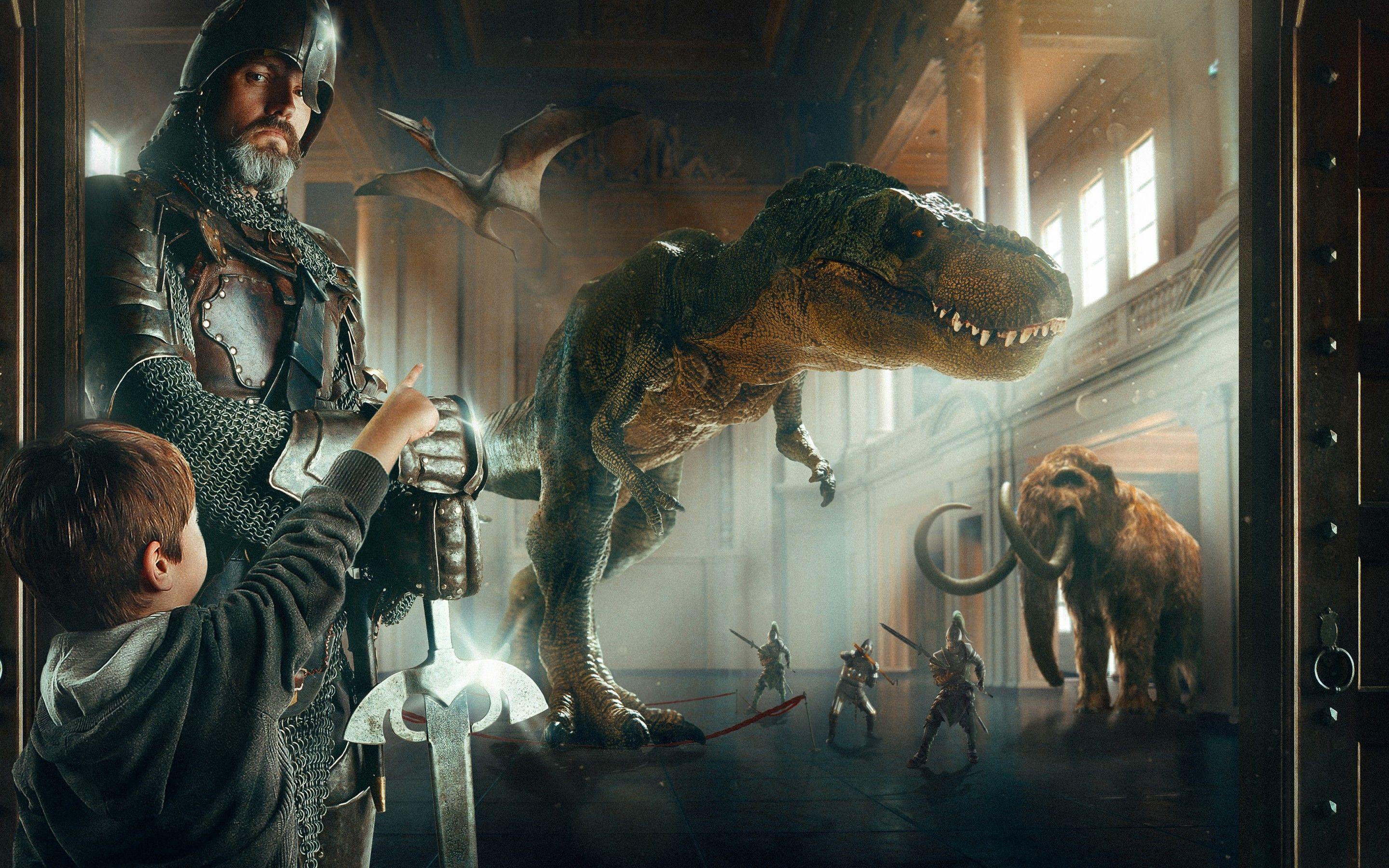 2880x1800 Wallpaper Night at the Museum, Child, Kid, Dinosaur, Mammoth, Adventure, Creative Graphics,. Wallpaper for iPhone, Android, Mobile and Desktop