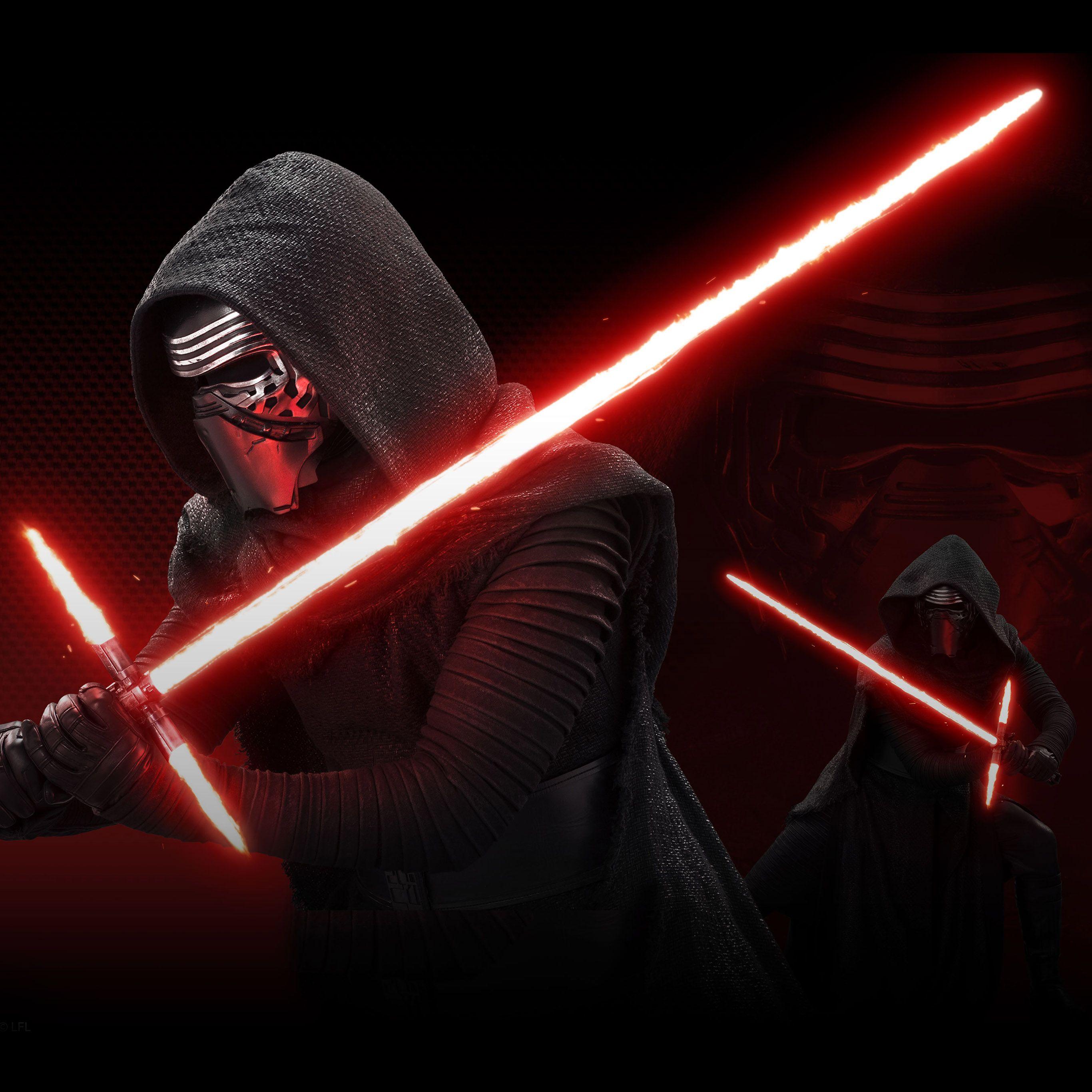 2732x2732 Starwars Kylo Ren Dark Red Lightsaber Art Illustration Wallpaper