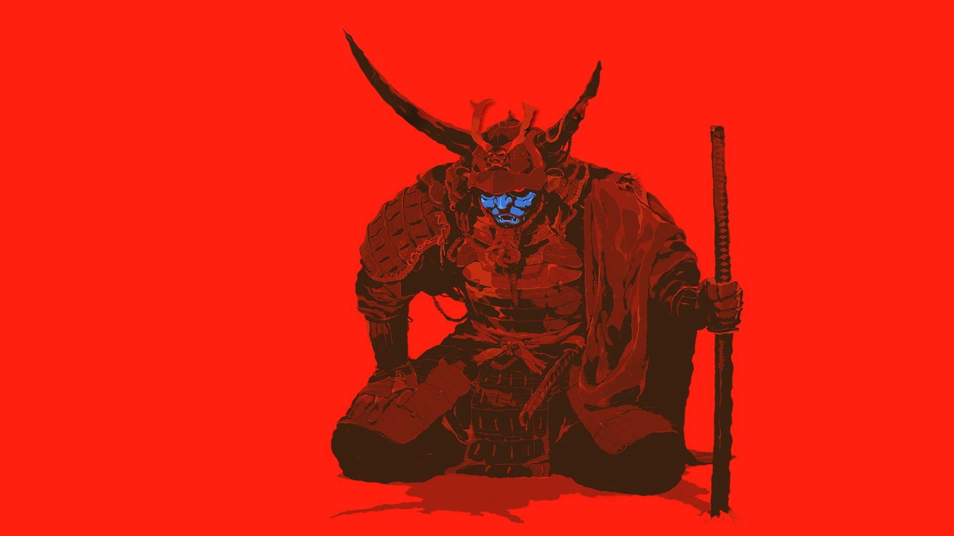 1920x1080 onimusha illustration #samurai #red #artwork #minimalism simple background # sword P #wallpaper #hd. Samurai wallpaper, Wallpaper image hd, Android wallpaper