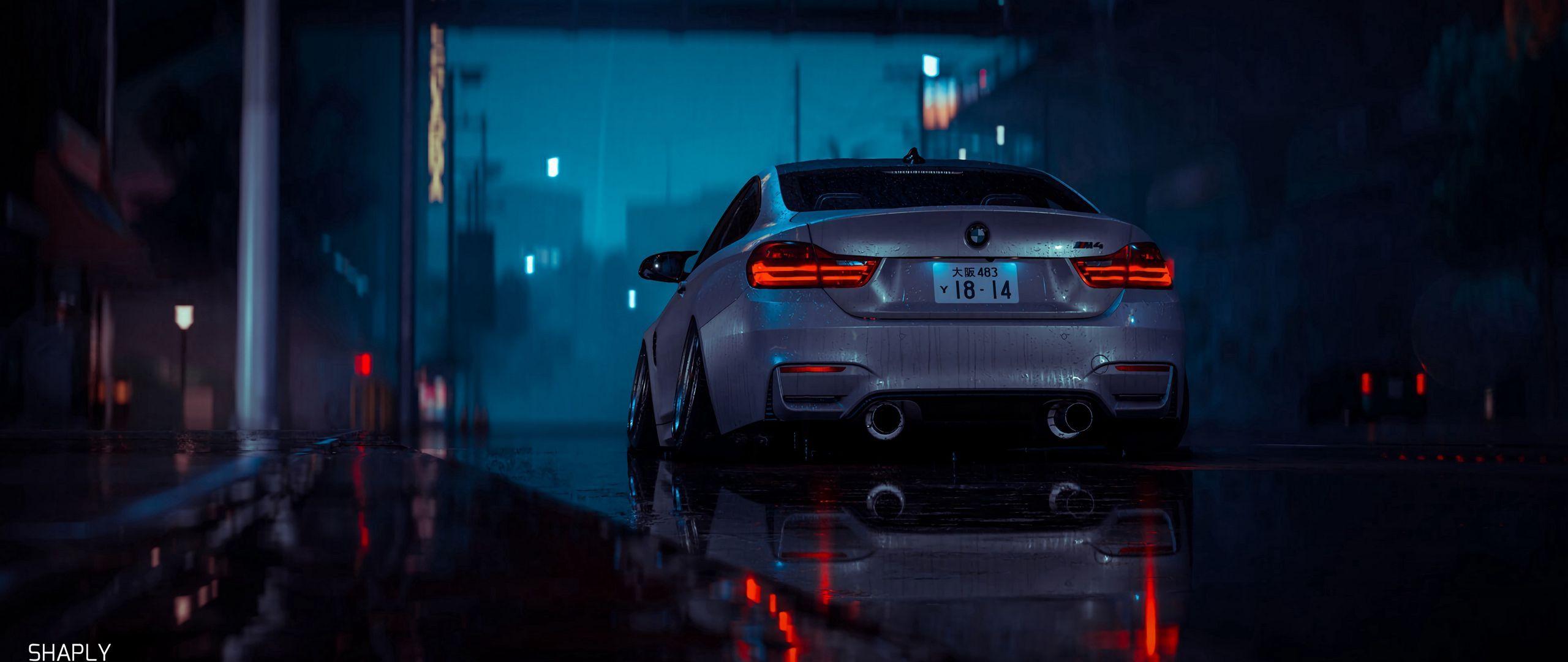 2560x1080 Download wallpaper 2560x1080 car, gray, wet, night, rain dual wide 1080p HD background