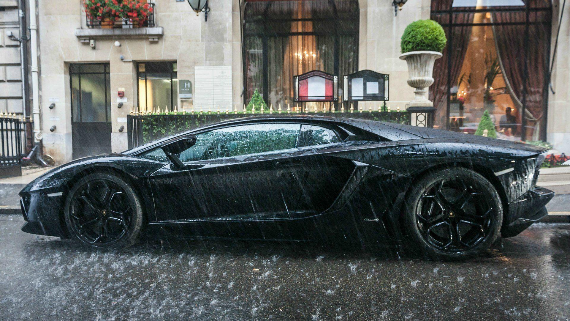 1920x1080 Black rain cars Lamborghini Lamborghini Aventador Aventador Hotel wallpaperx1080