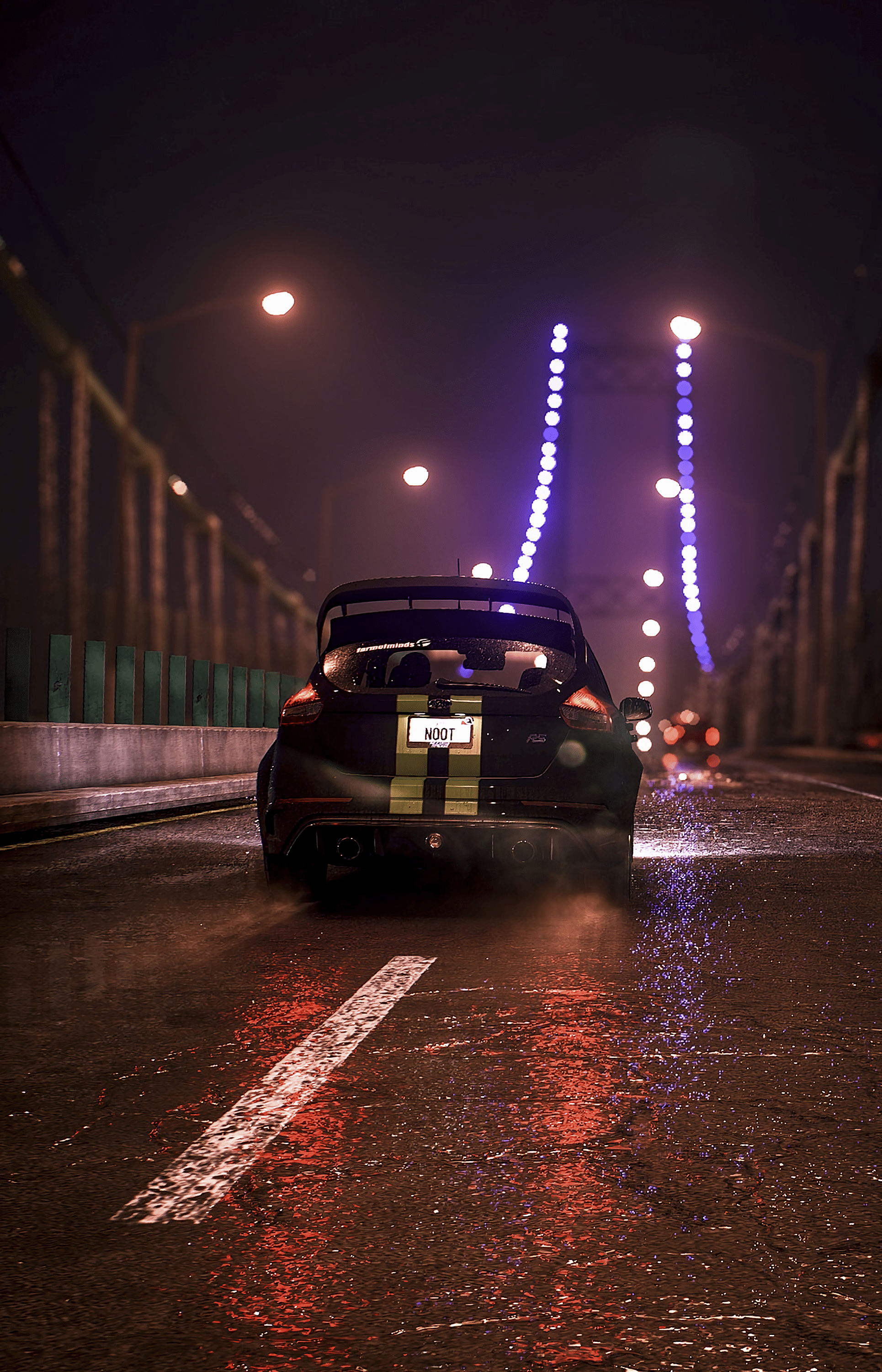 1930x3000 Download wallpaper 1930x3000 car, bridge, night, art, rain HD background