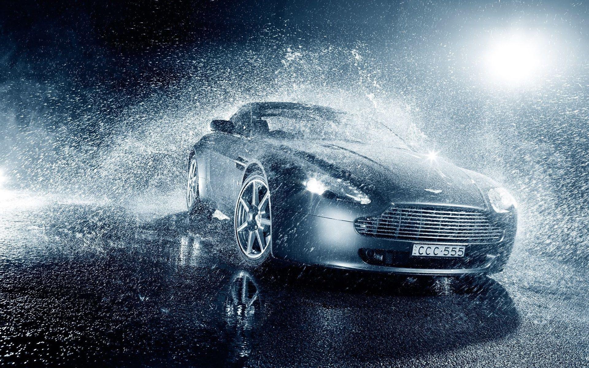 1920x1200 Wallpaper Aston Martin V8 Vantage car in rain 1920x1200 HD Picture, Image