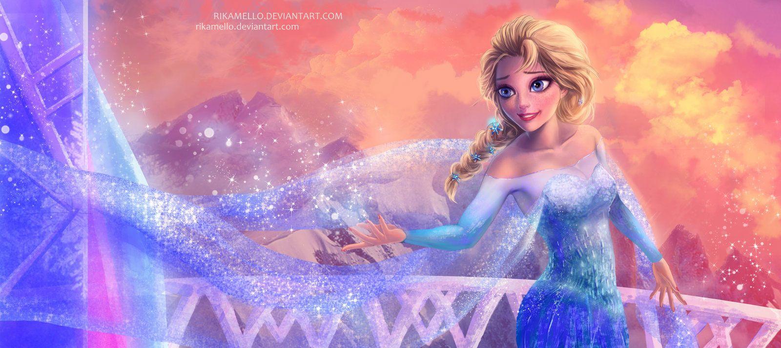 1600x713 Frozen Elsa & Anna Digital Fan Art .