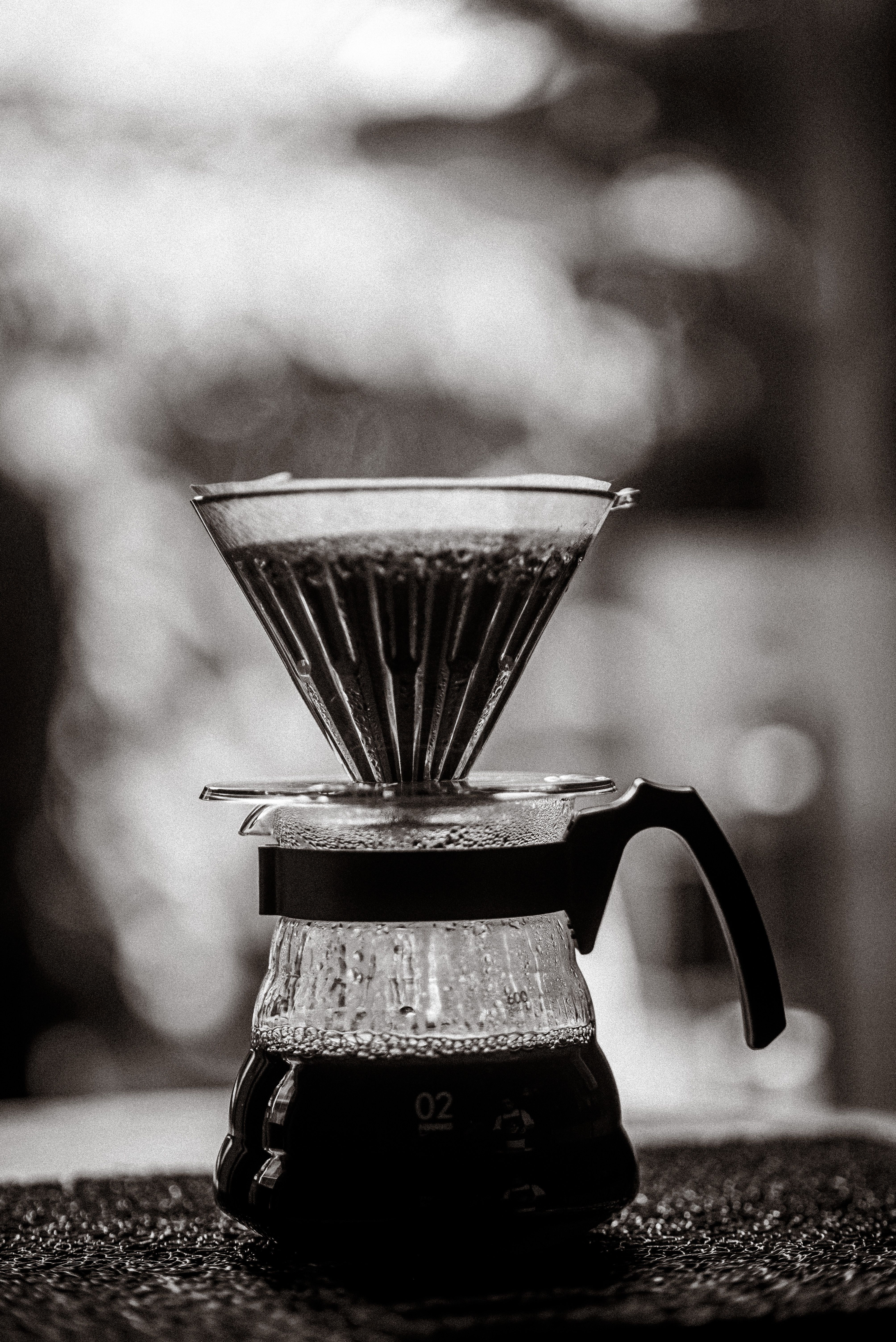 4016x6016 Steaming Coffee Pot in Black and White · Free