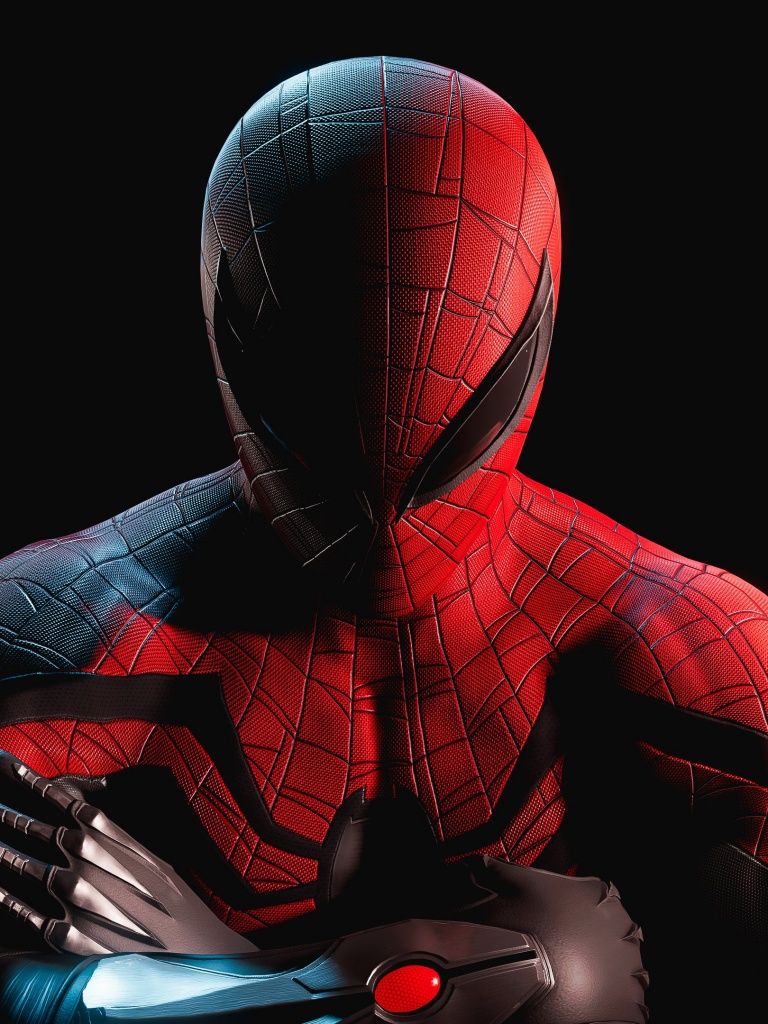 768x1024 Marvel's Spider Man 2 Wallpaper 4K, Black Background