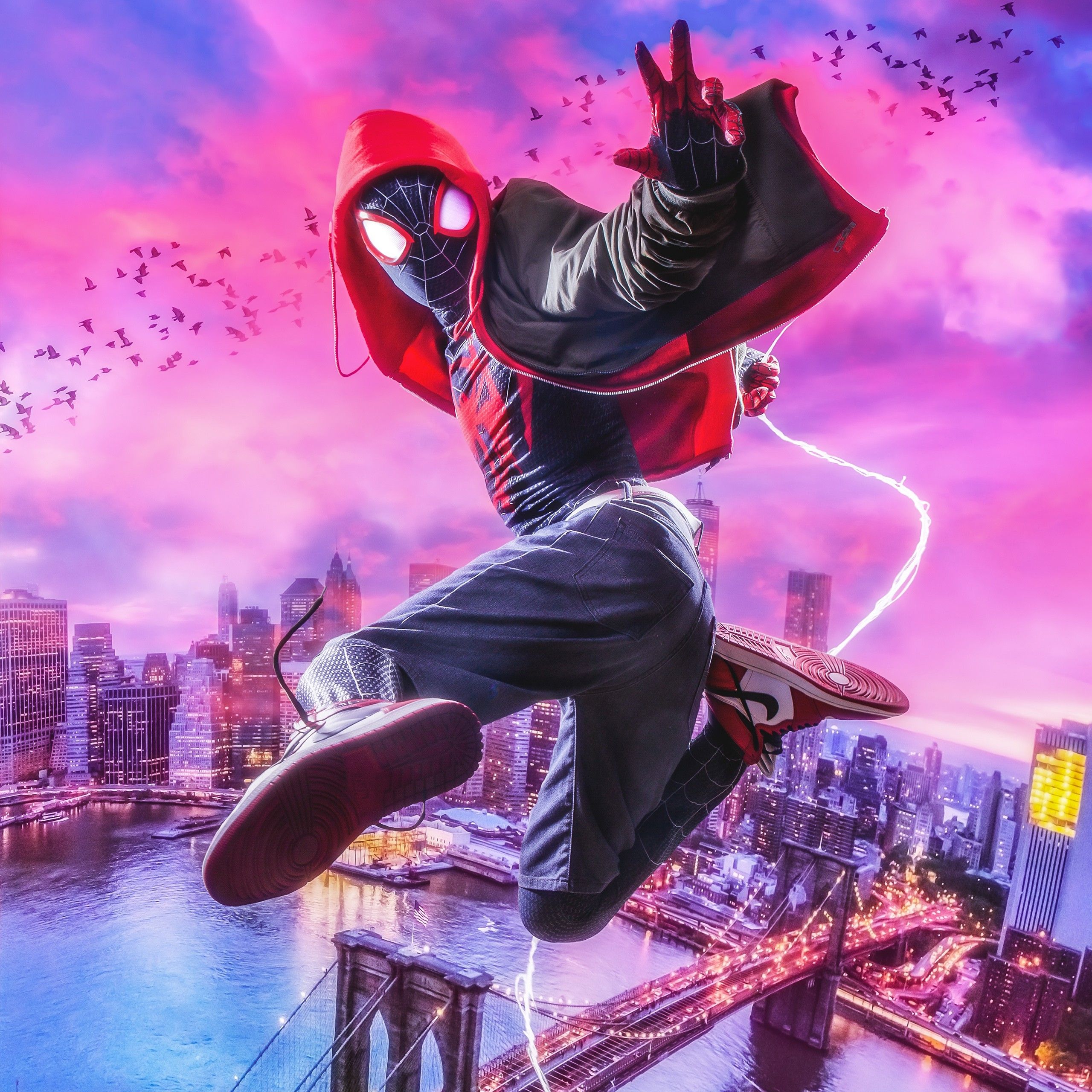 2560x2560 Spider Man Into The Spider Verse 4K Wallpaper