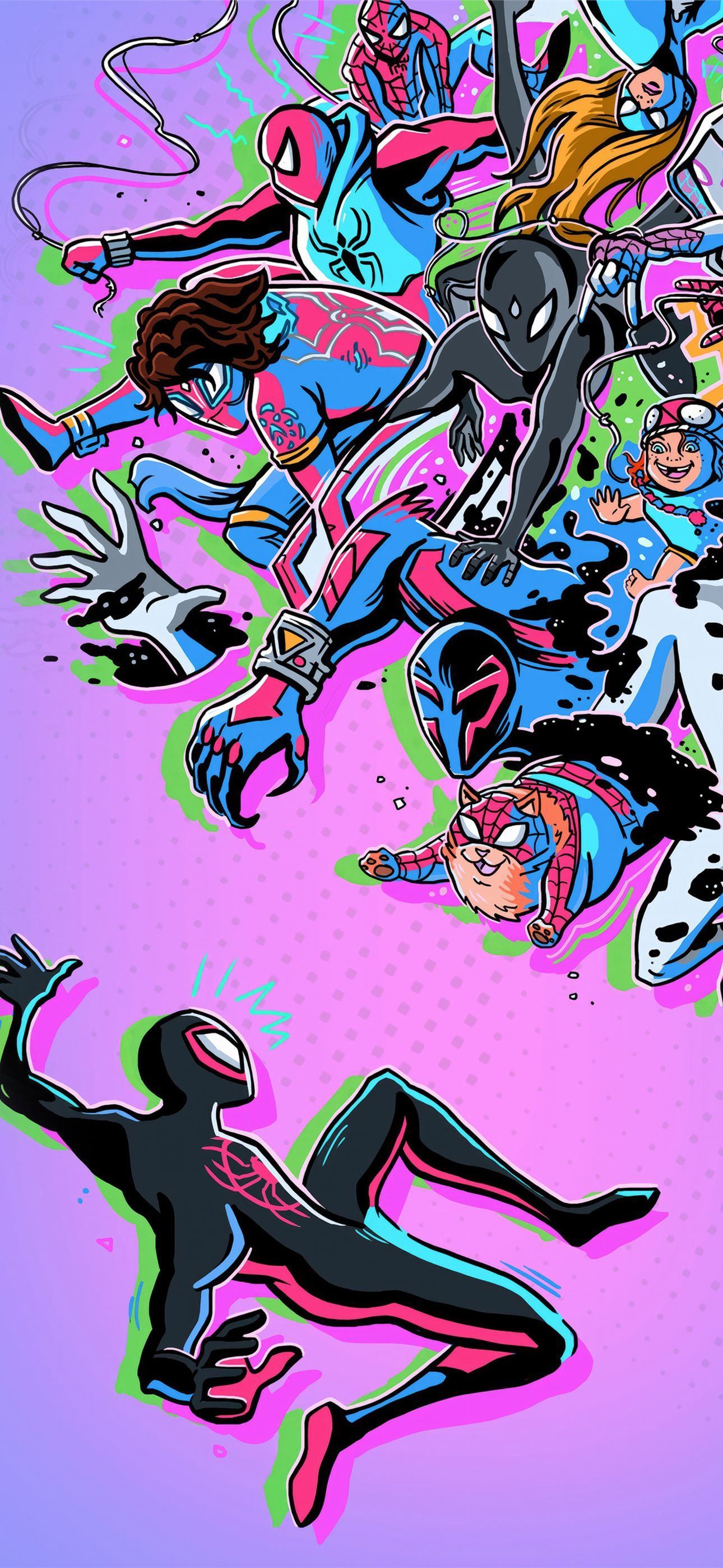 1290x2796 spider man across the spiderverse minimal 4k iPhone Wallpaper Free Download
