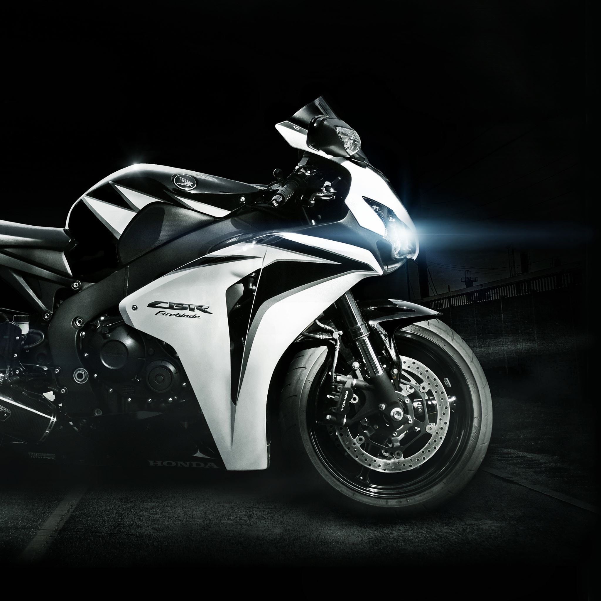 2048x2048 Honda Cbr Fireblade White Black Lights iPad Air Wallpaper Free Download