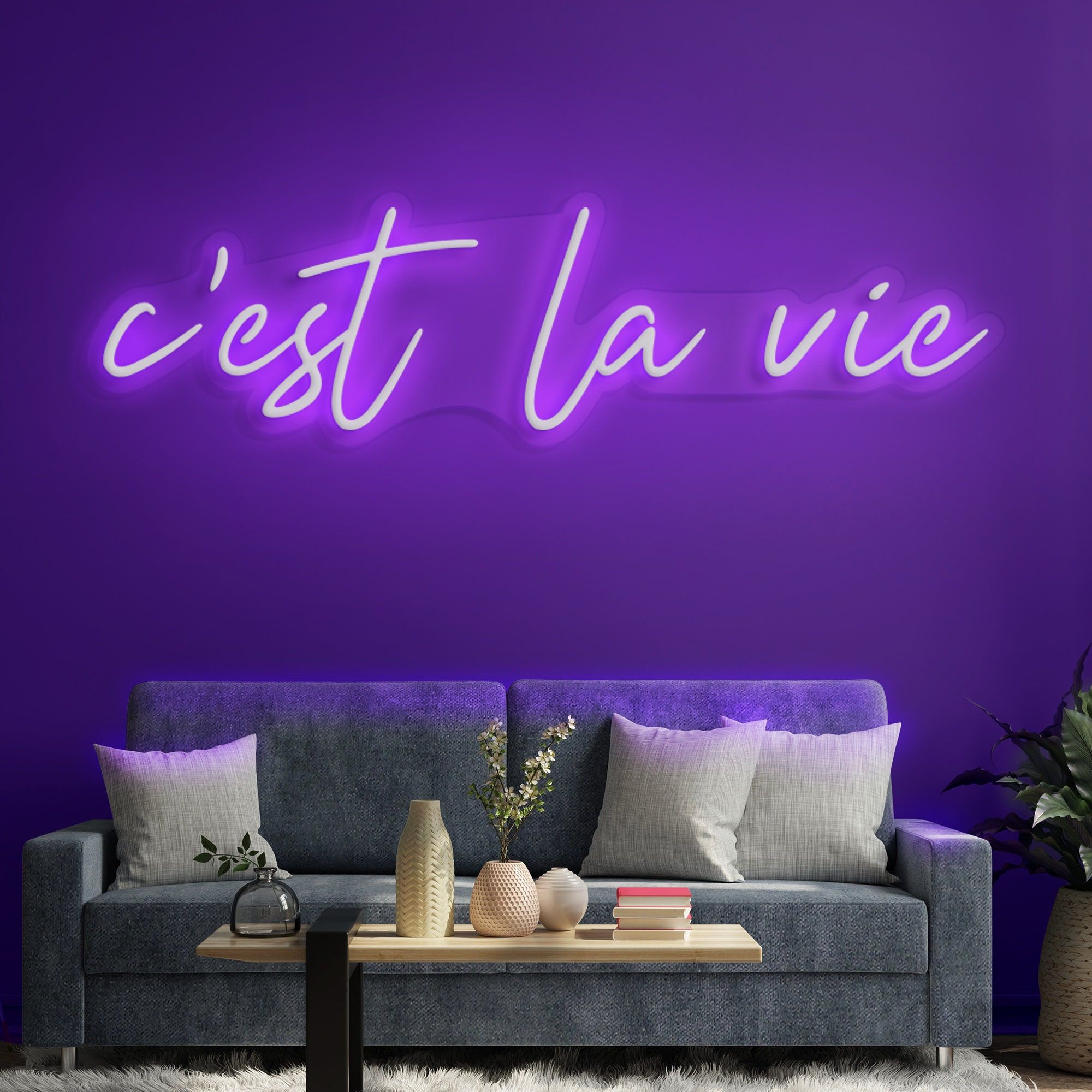 2000x2000 CEST LA VIE Neon Sign Light Office Living Room Interior Design, Neon Sign Wall Art, neon Sign Wall Decor