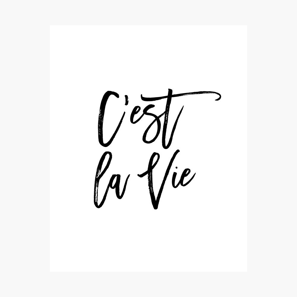 1000x1000 C'est La Vie Digital Printable Wall Art Quote Typography Print Black White Wall Art Print French Quote Print Journal
