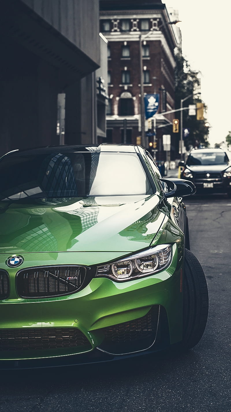 800x1423 BMW M carros, city, coupe, f green, street, vehicles, HD phone wallpaper