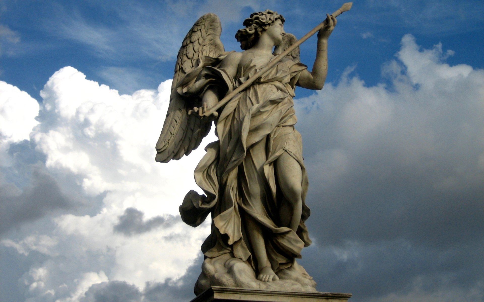 1920x1200 Majestic Angel Statue HD Wallpaper: Timeless Man Made Grace In The Skyx1200