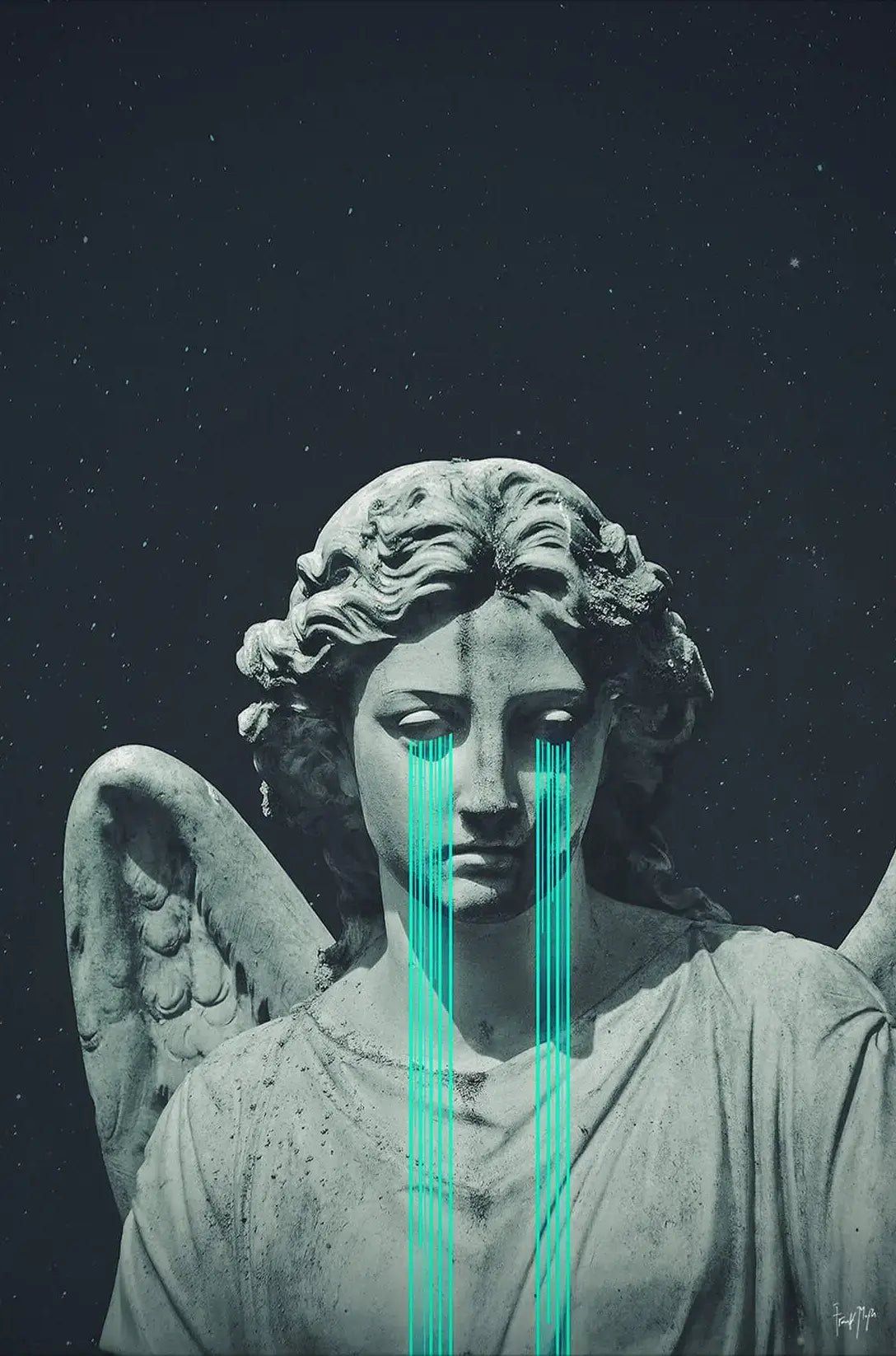 1088x1646 Crying Angel Statue. BIG Wall Décor