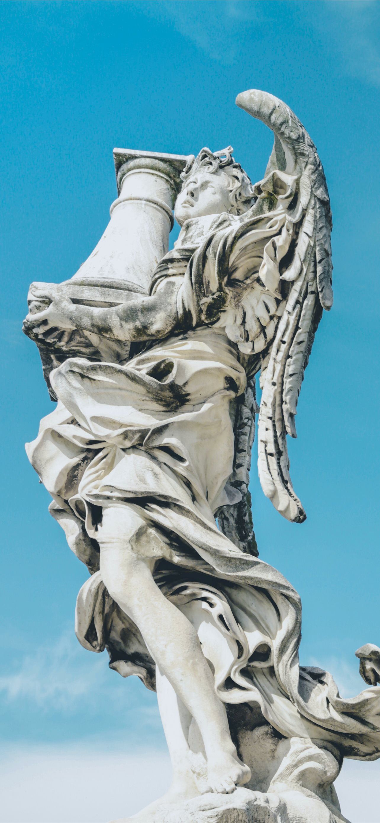 1284x2778 angel holding pillar statue iPhone Wallpaper Free Download