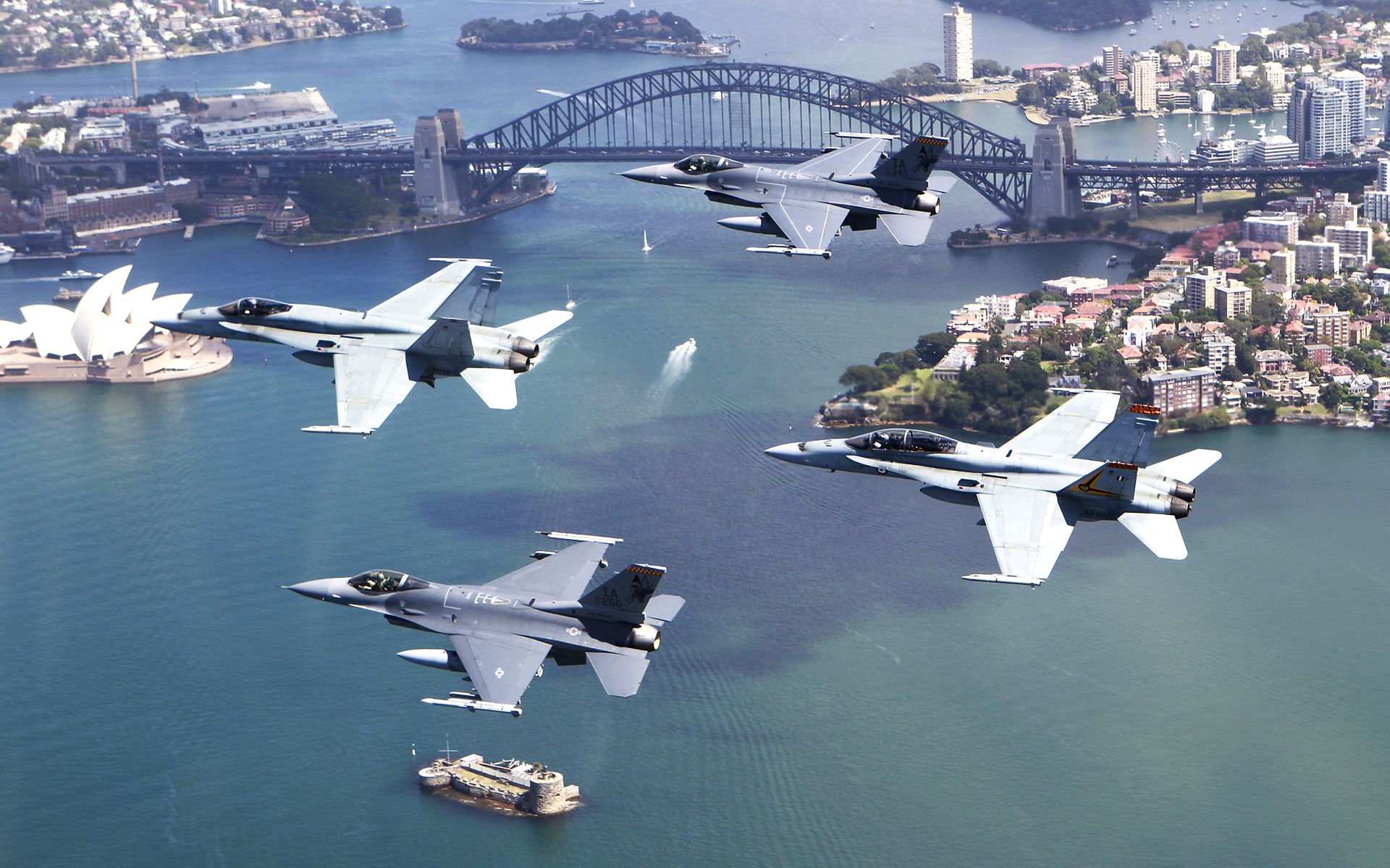 1920x1200 Phone wallpaper: Australia, Military, Jet Fighter, Sydney Harbour Bridge 1449999