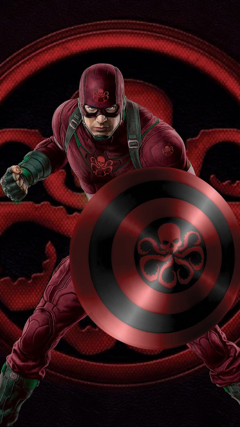 800x1422 Hydra, captain, captain america, ch, marvel, red, HD phone wallpaper