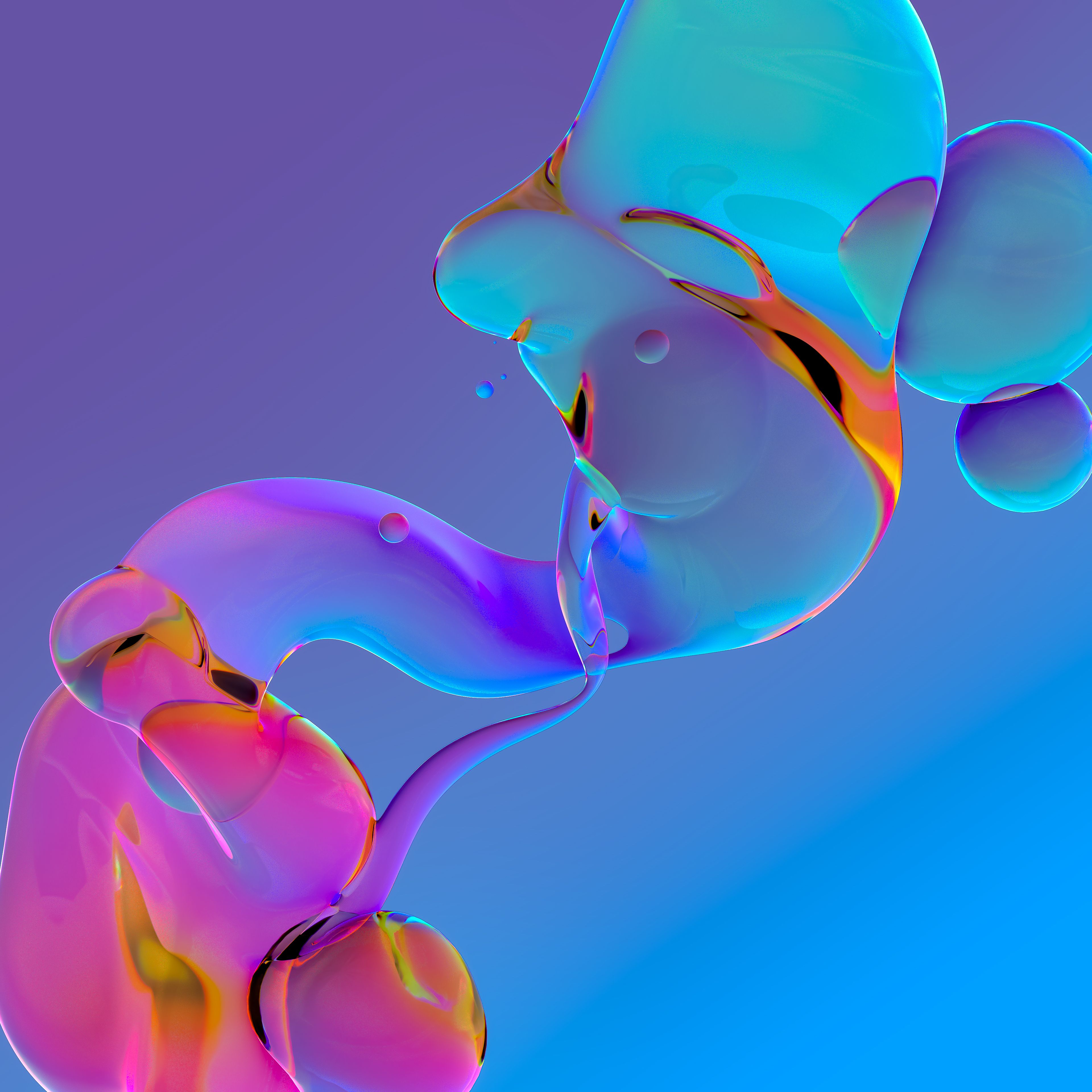 3840x3840 Glossy Wallpaper 4K, Aesthetic, Fluidic