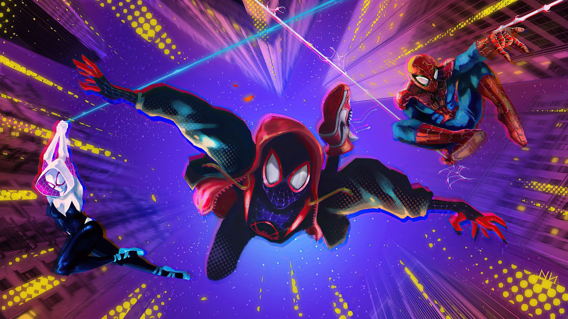 1920x1080 Spider Verse Heroes Unite: Spider Gwen & Miles Morales In Stunning 4K Ultra HD Wallpaper By Nuno Nobrex2160