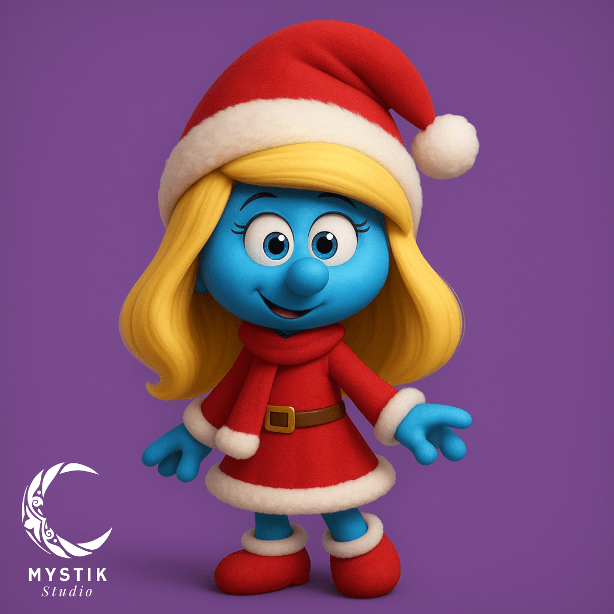 1203x1203 Christmas Smurf Girl– Cute Smurfette Style Cartoon 3D STL