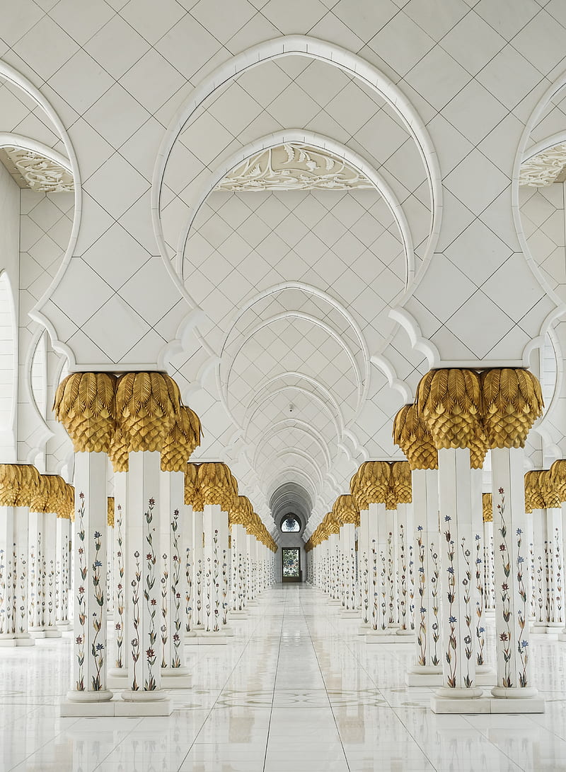800x1092 HD white and gold temple wallpaper