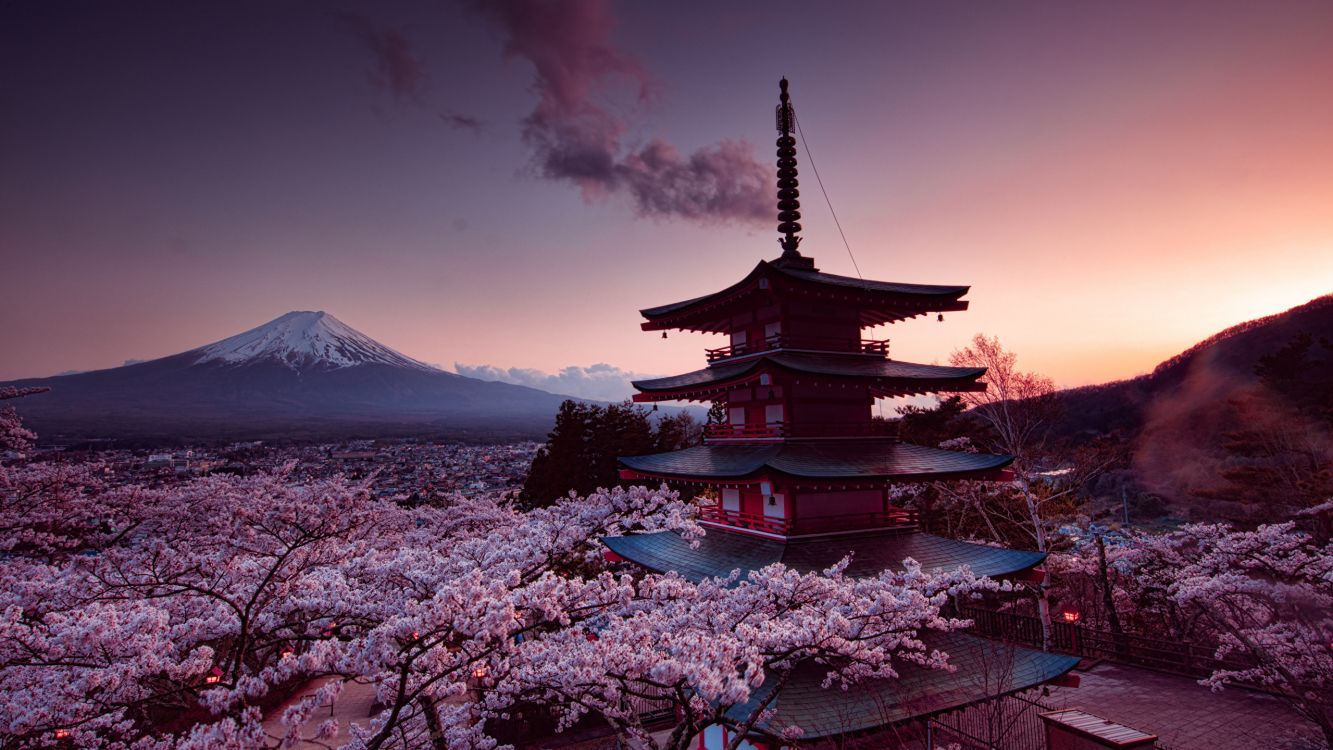 1333x750 Wallpaper Black and White Temple Near Mountain Under Cloudy Sky During Daytime, Background Free Image